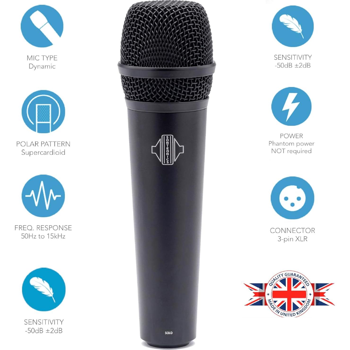 Micrófono Dinámico de Mano Sontronics Solo Supercardioide