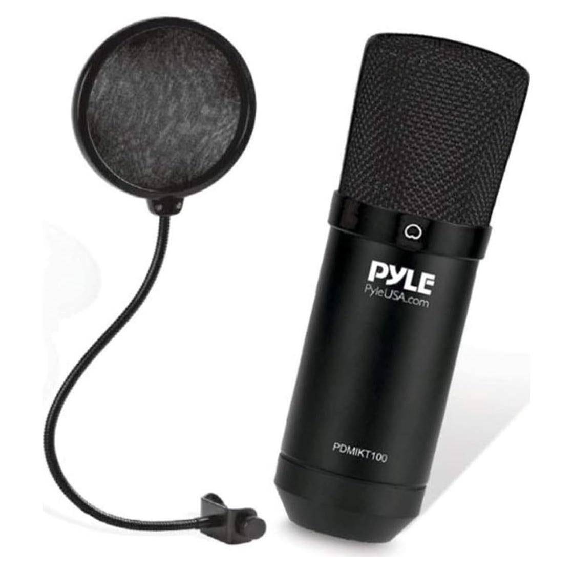 Micrófono USB Pyle PDT100 Cardioide con Soporte y Filtro Pop
