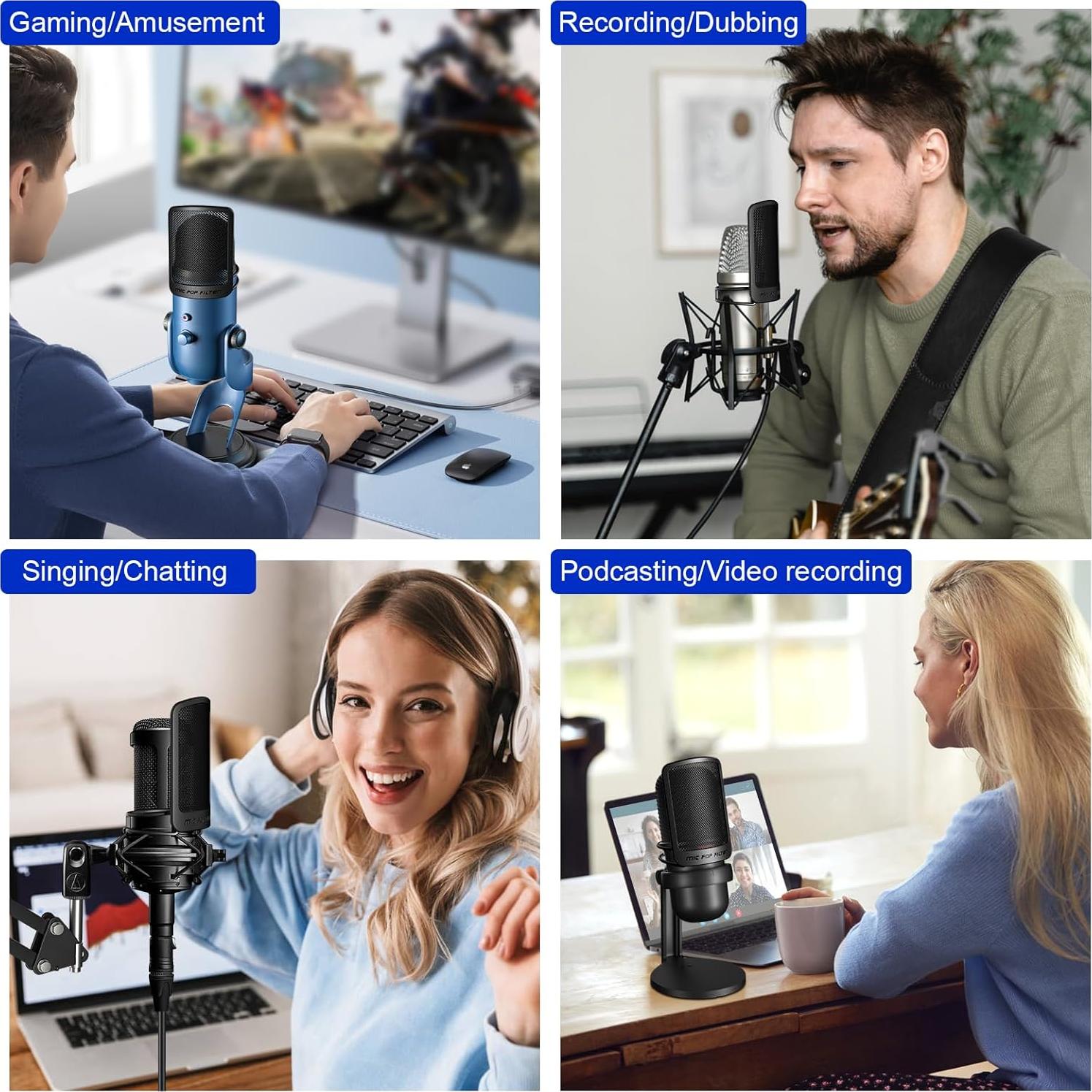 Filtro Pop AOKEO B-8 para Micrófono - Compatible con Elgato, Rode, Blue Yeti