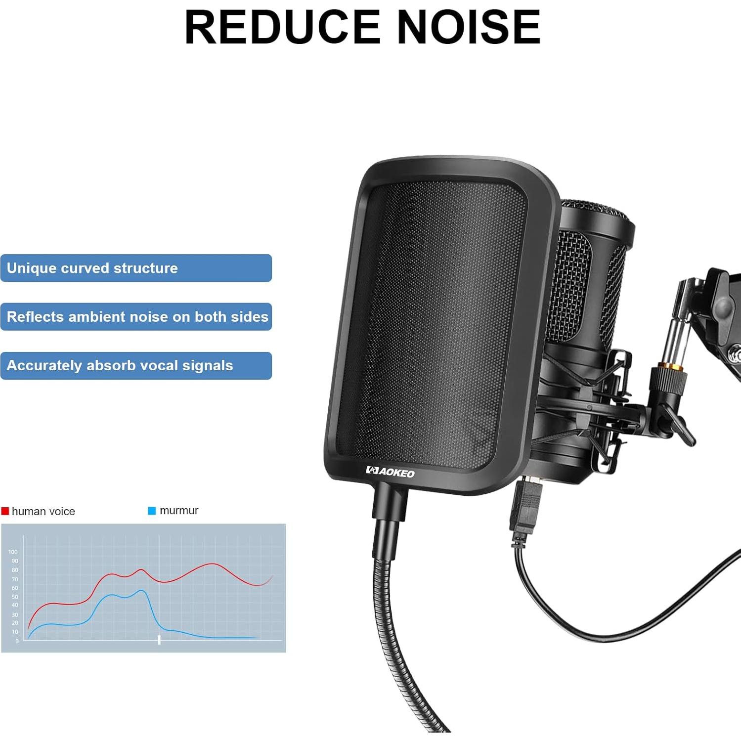 Filtro Pop Aokeo P1 de Metal con Brazo Ajustable 360°