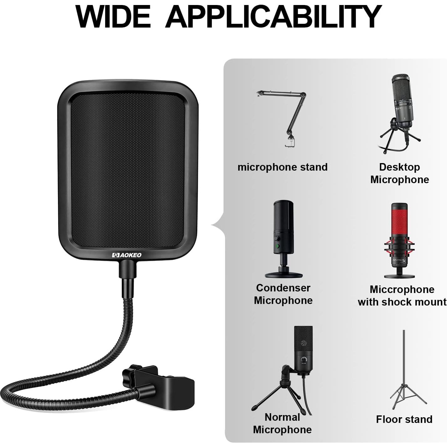 Filtro Pop Aokeo P1 de Metal con Brazo Ajustable 360°