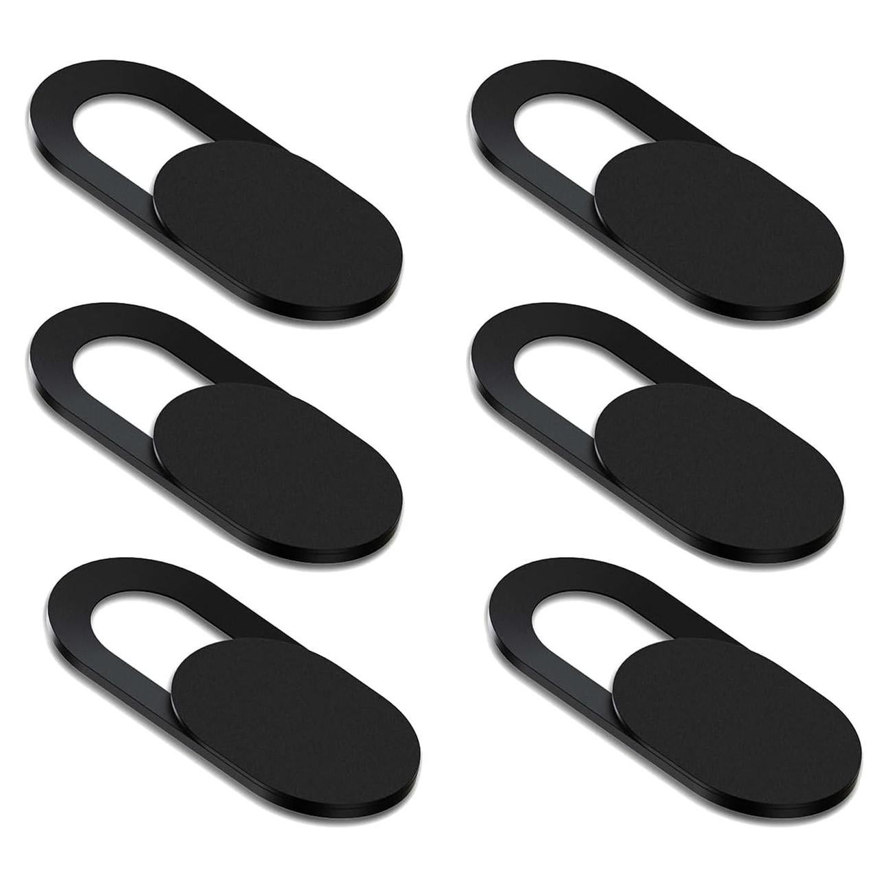 Cubierta deslizante para webcam 6 Pack - Negro, ultra delgada