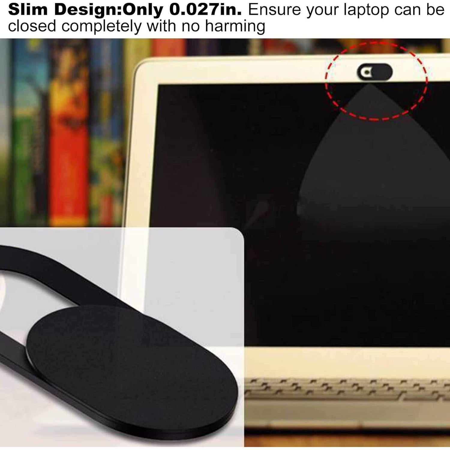 Cubierta deslizante para webcam 6 Pack - Negro, ultra delgada