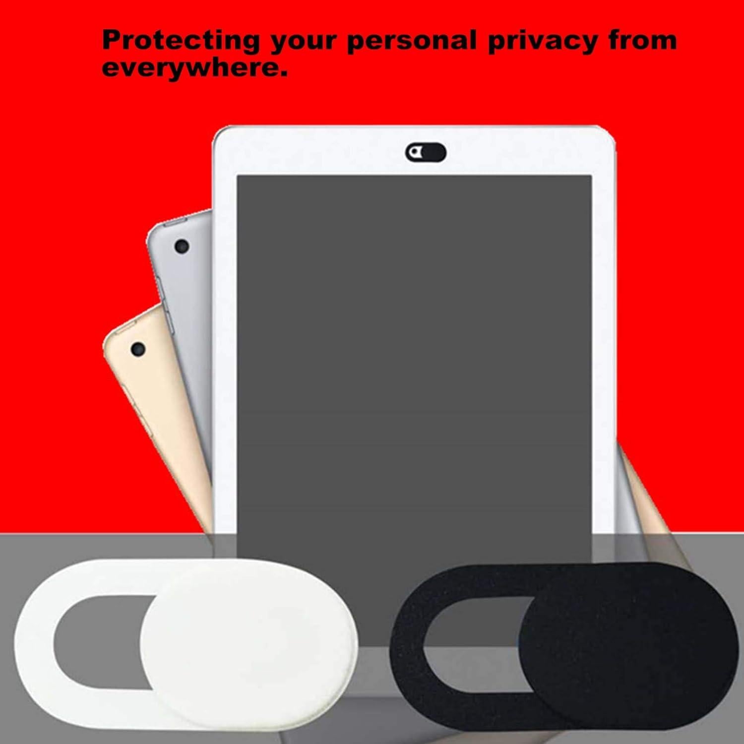 Cubierta deslizante para webcam 6 Pack - Negro, ultra delgada