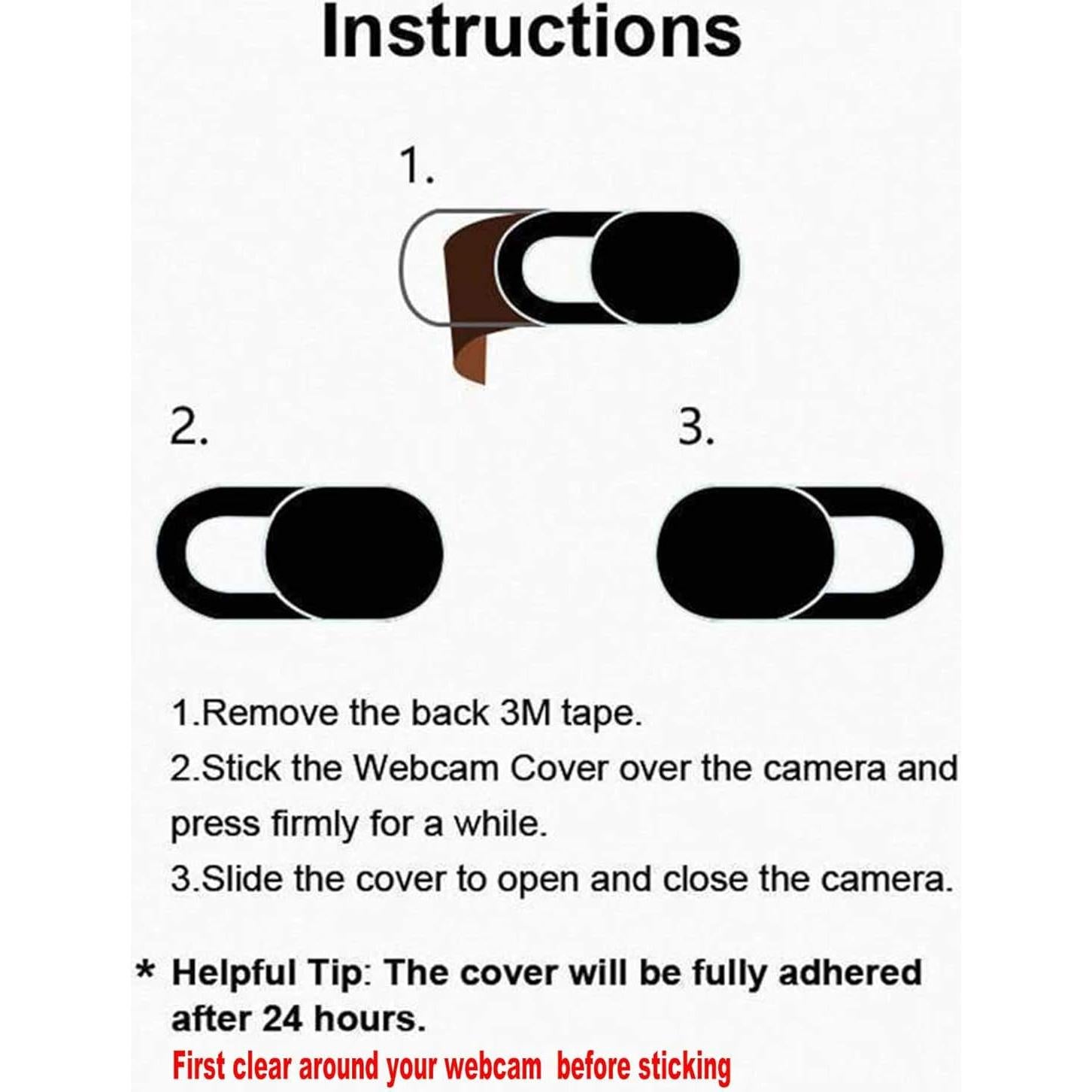 Cubierta deslizante para webcam 6 Pack - Negro, ultra delgada