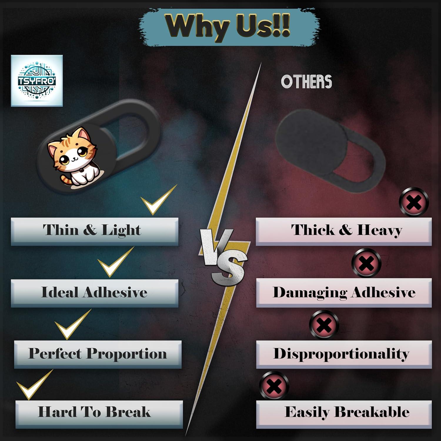 Cubierta Webcam Ultra Delgada Tsyfro - Paquete de 3