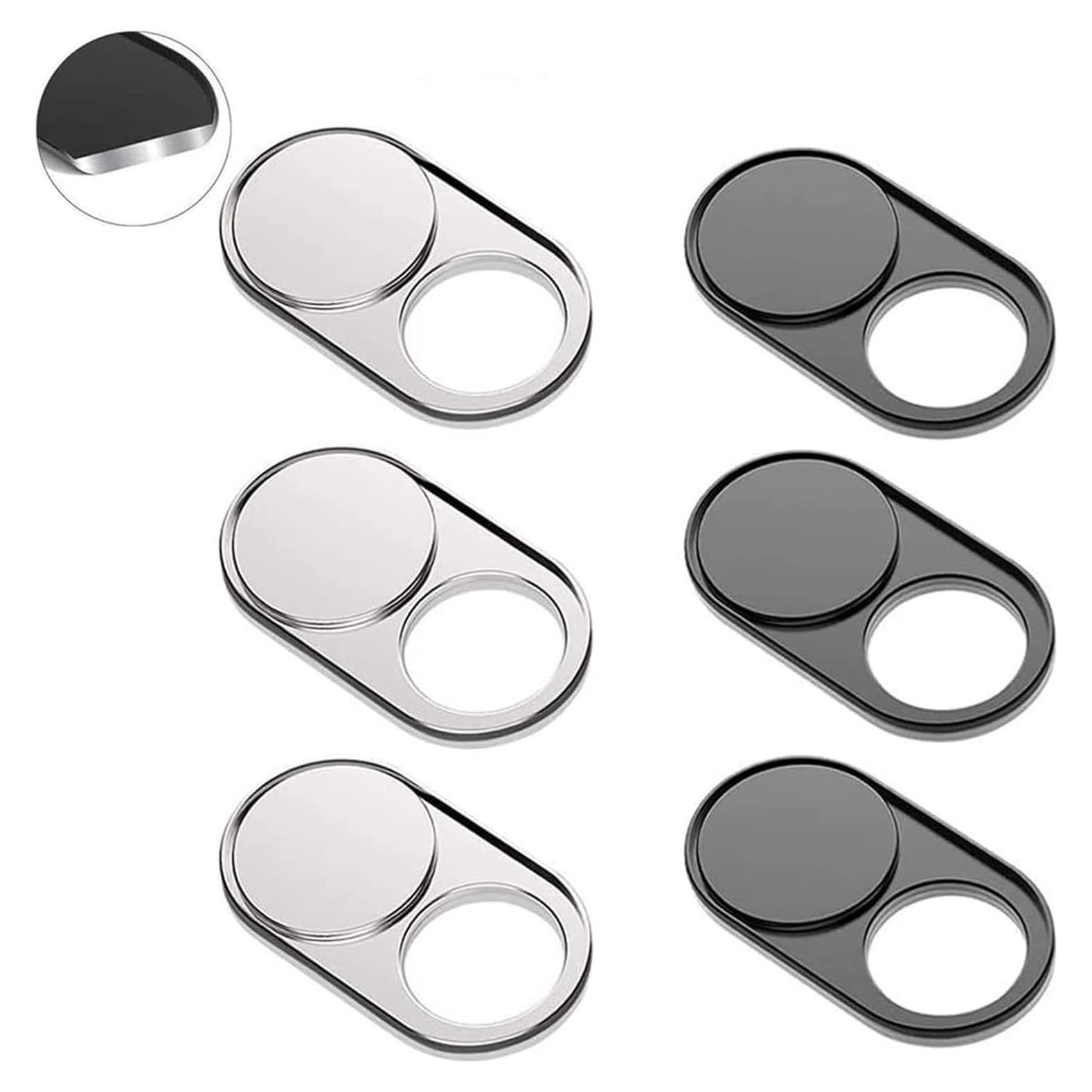 Cubierta de Webcam Magnética Cimkiz - 6 Paquetes (3 Negros + 3 Plateados)