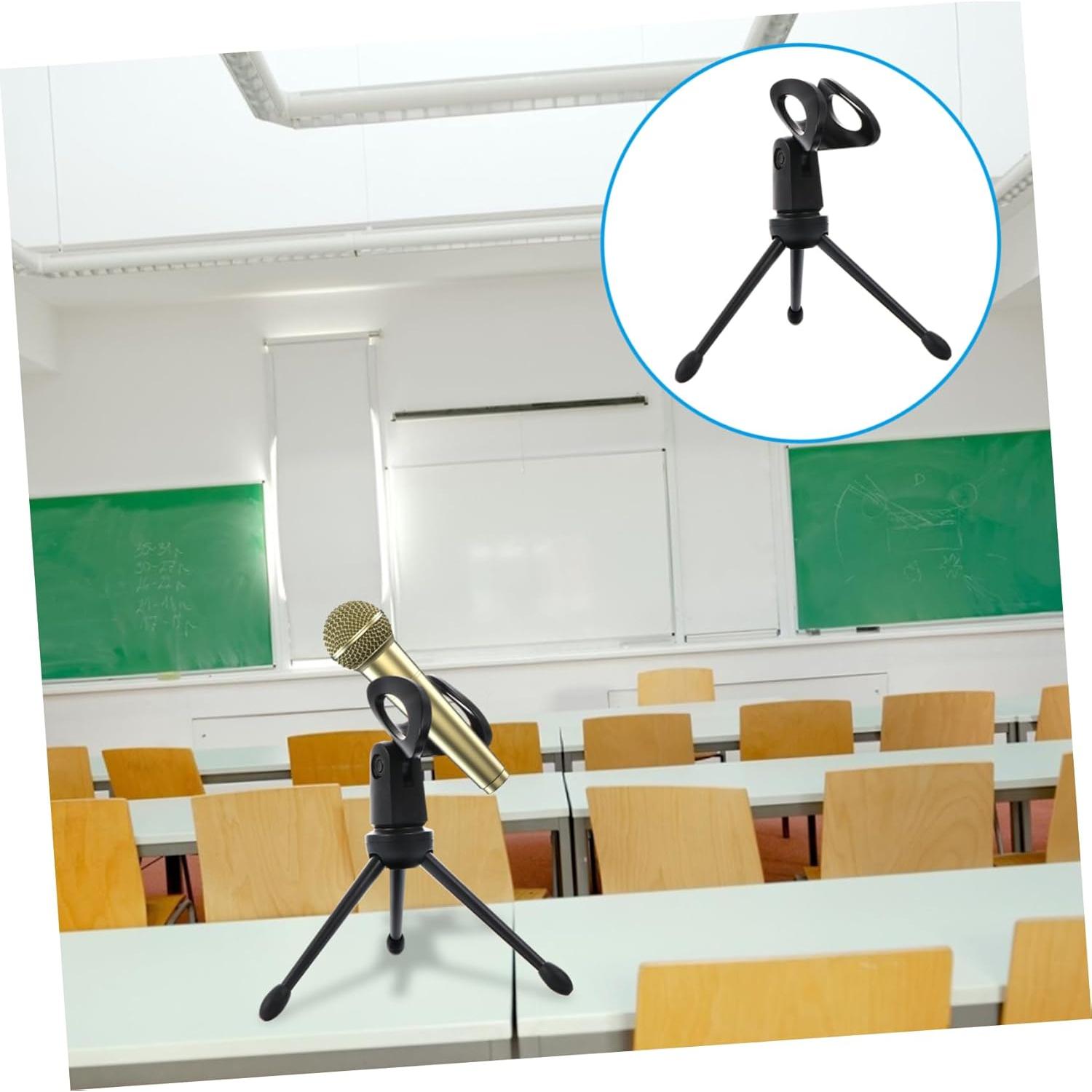 Trípode de micrófono portátil Hemoton plegable 12x6cm negro