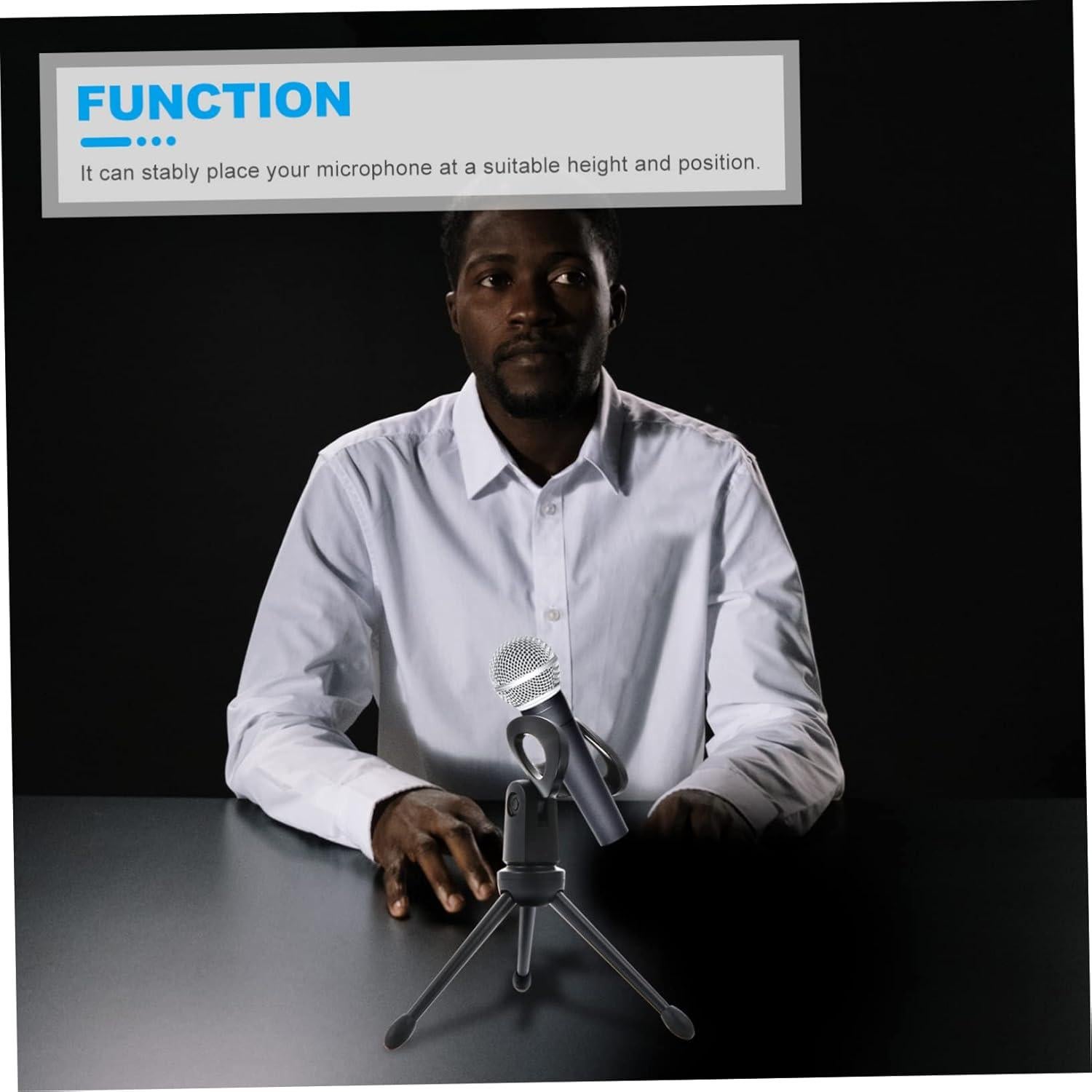 Trípode de micrófono portátil Hemoton plegable 12x6cm negro