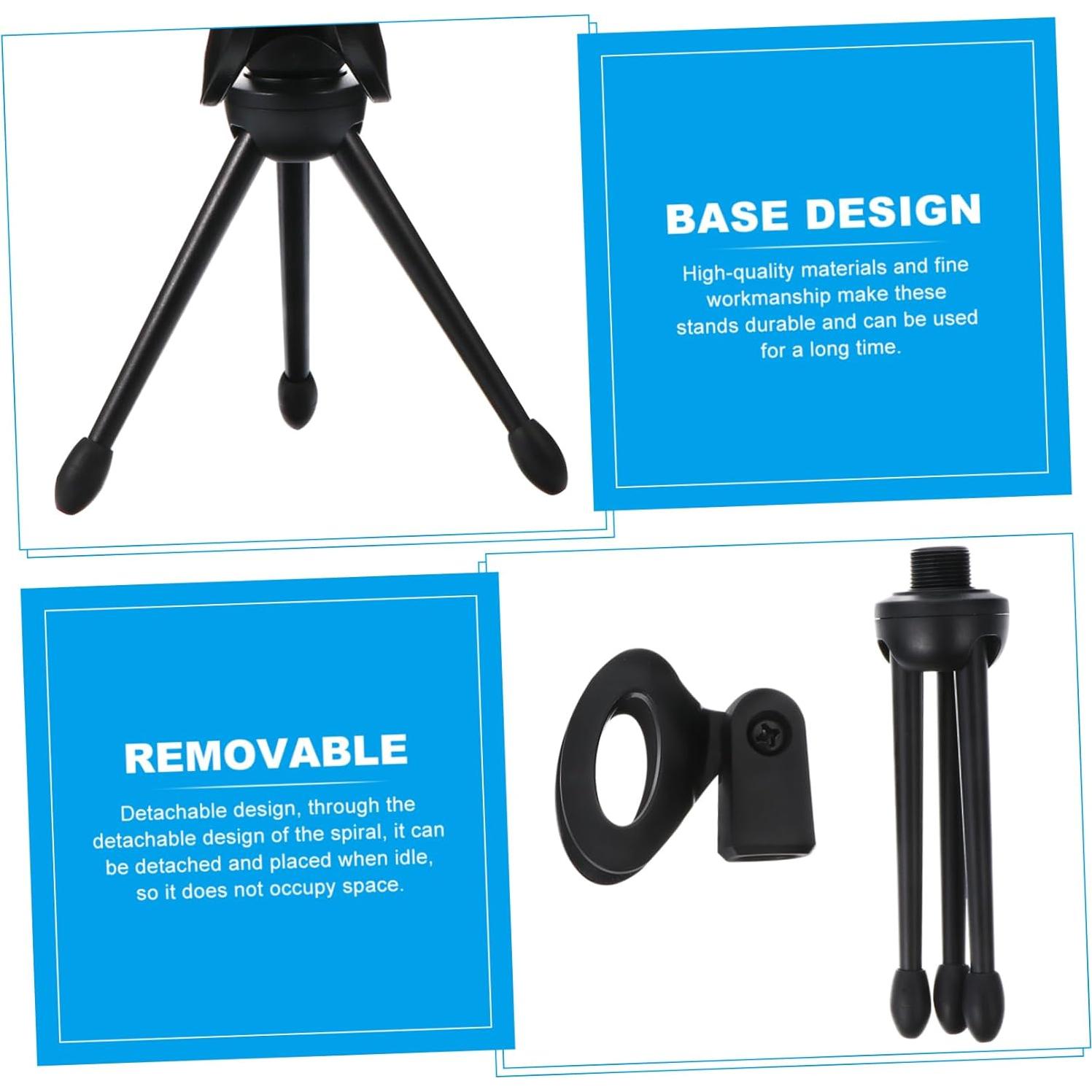 Trípode de micrófono portátil Hemoton plegable 12x6cm negro