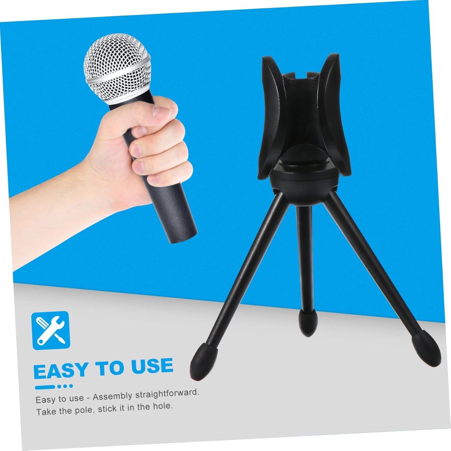 Trípode de micrófono portátil Hemoton plegable 12x6cm negro