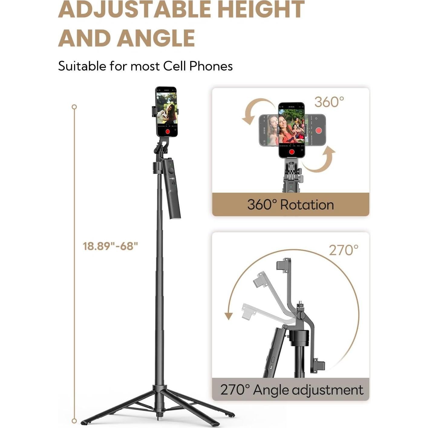 Trípode Automático USKEYVISION para Smartphone 68" Negro