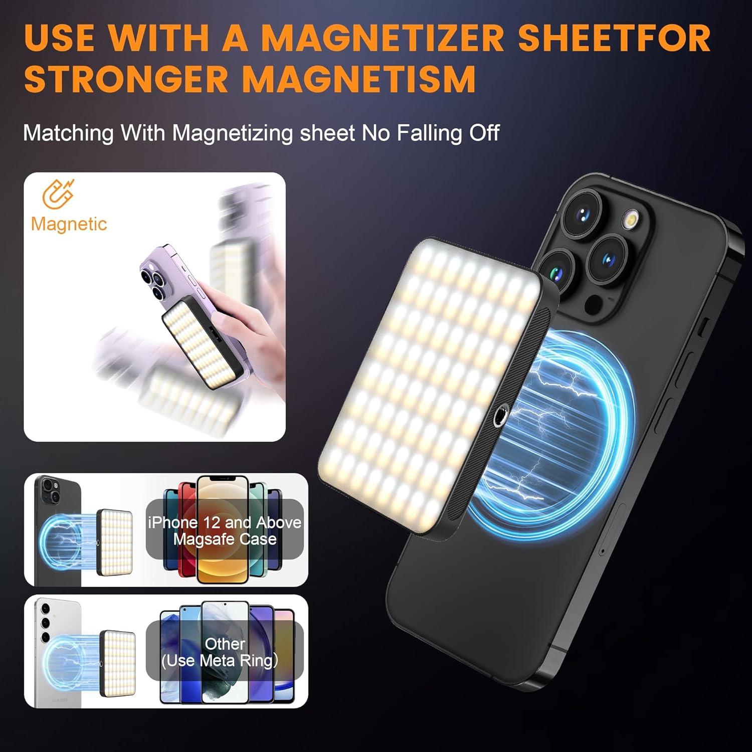 Luz de Selfie Magnética Gamiity Recargable 3 Modos 128 LEDs