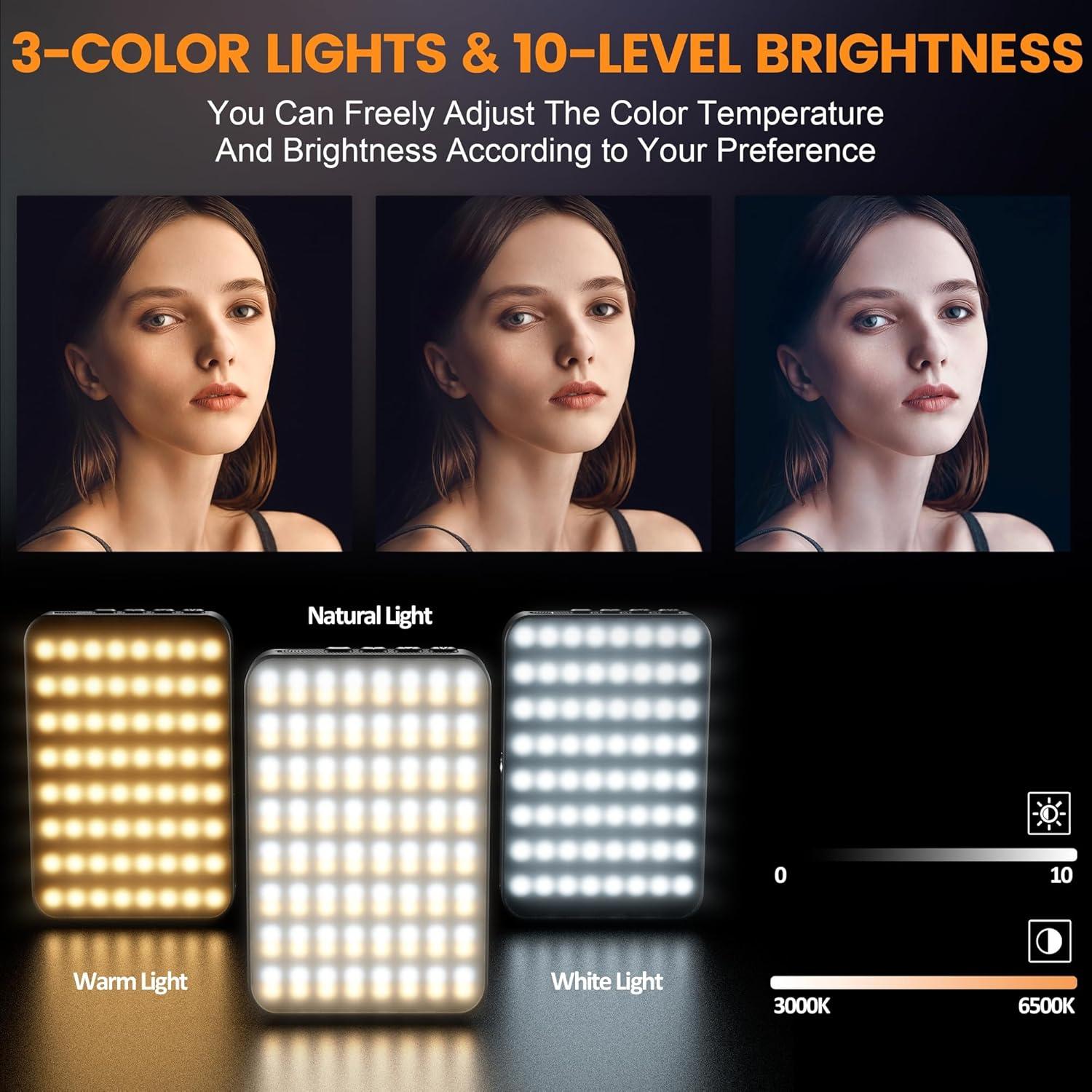 Luz de Selfie Magnética Gamiity Recargable 3 Modos 128 LEDs