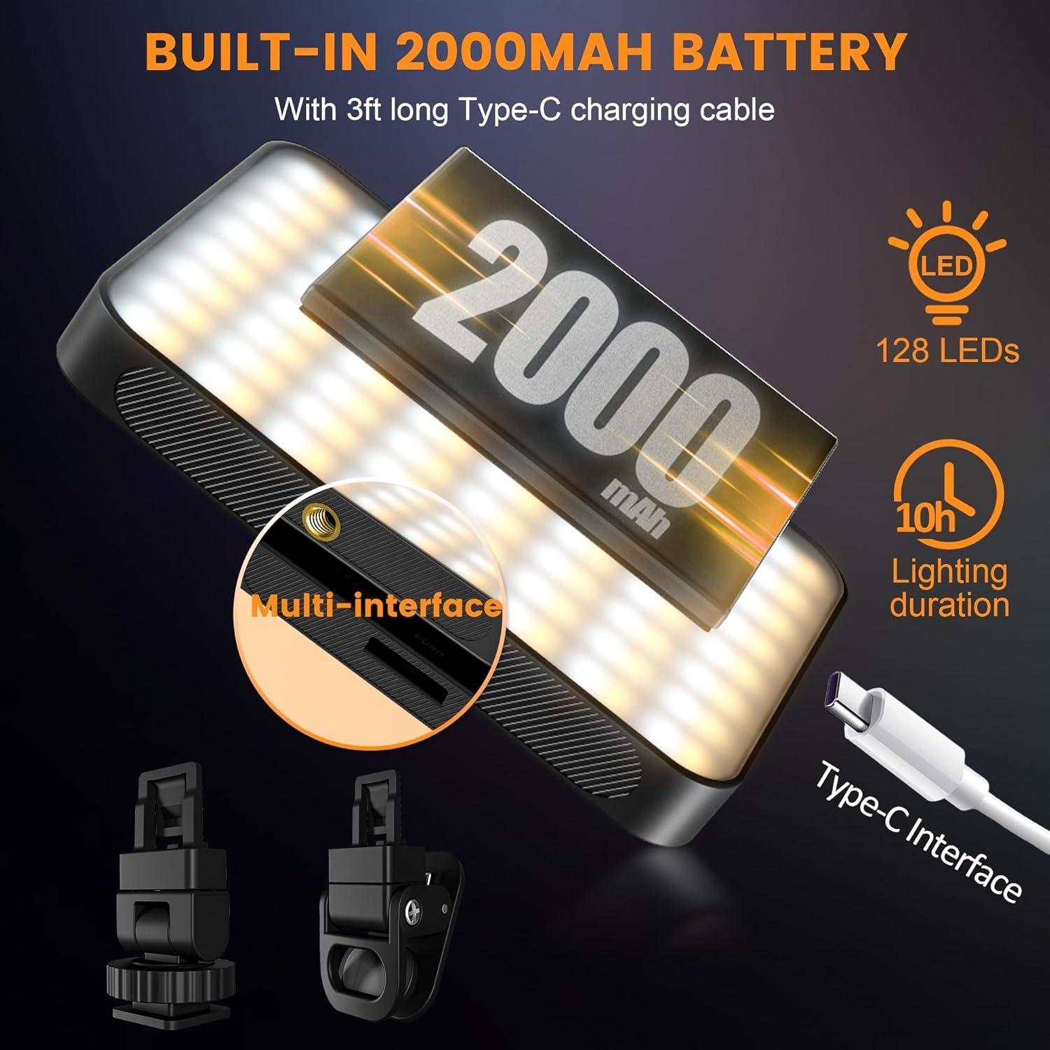 Luz de Selfie Magnética Gamiity Recargable 3 Modos 128 LEDs