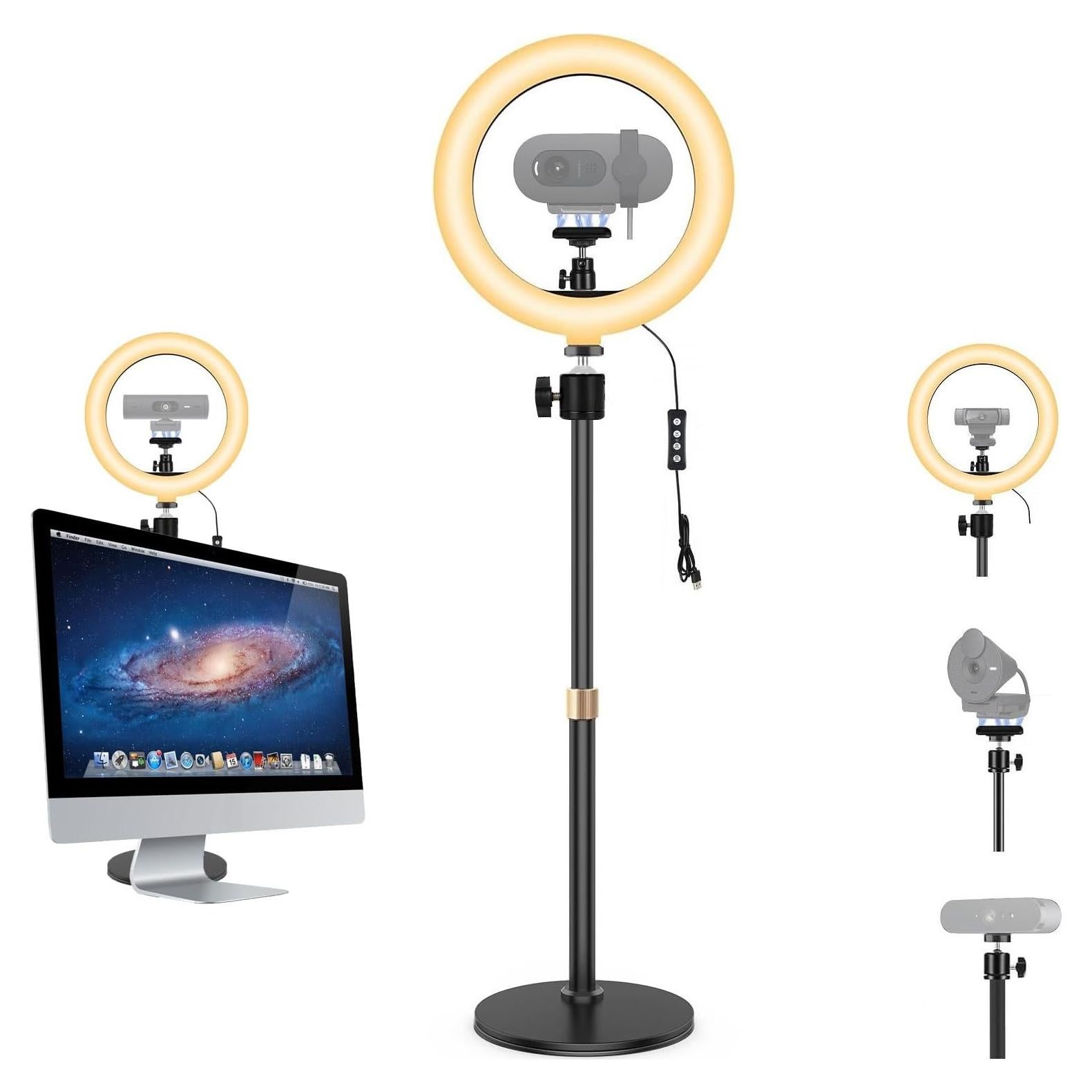 Soporte de Luz de Anillo Acetaken 10 Pulgadas Ajustable para Webcam
