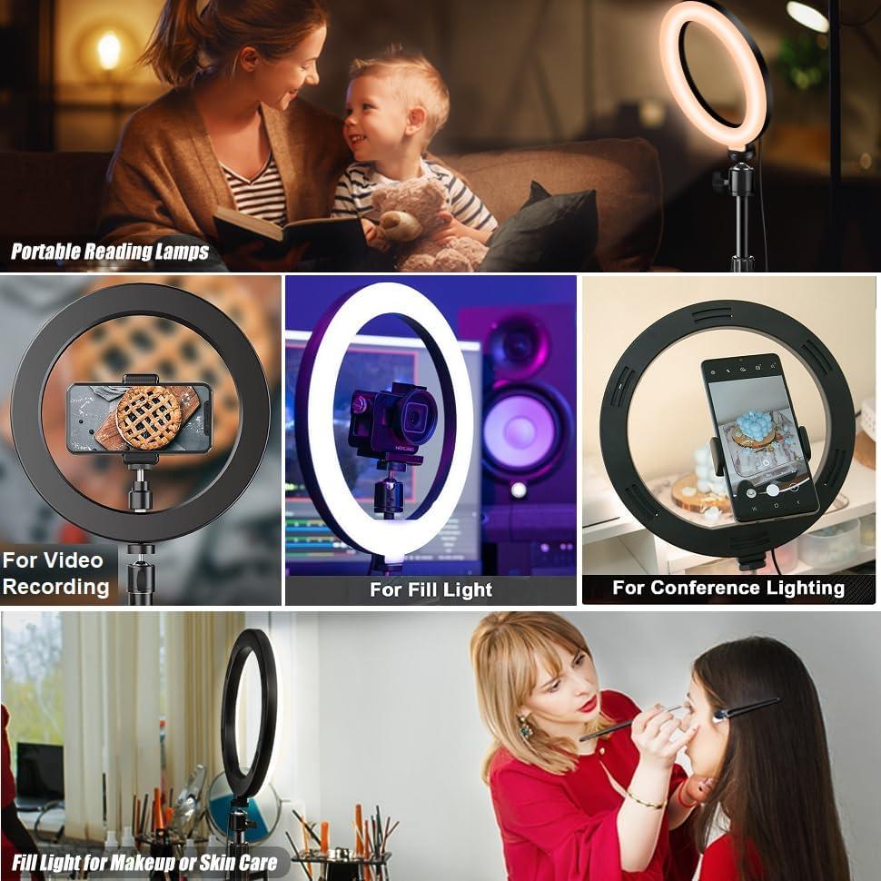 Soporte de Luz de Anillo Acetaken 10 Pulgadas Ajustable para Webcam