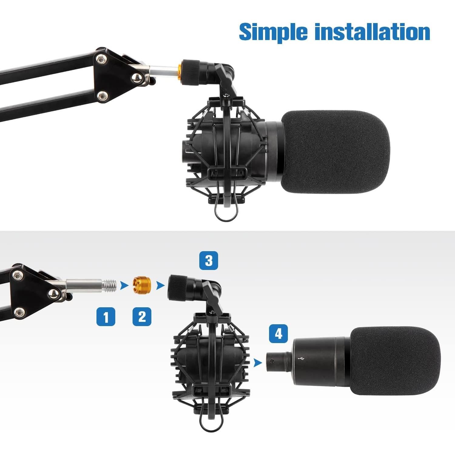 Soporte de choque Wibond AT2020 con filtro pop para micrófono