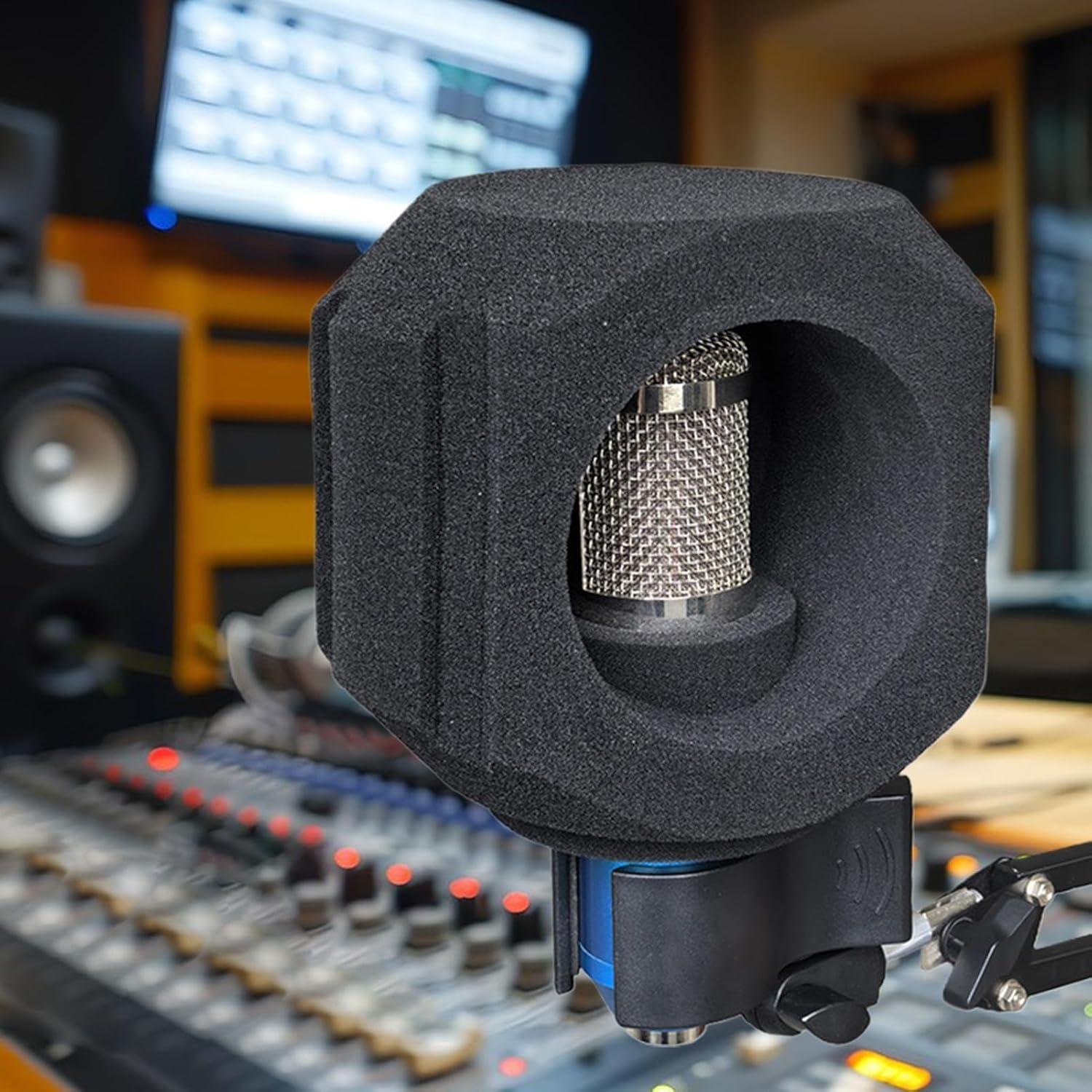 Escudo Acústico para Micrófono - Aislante de Sonido Negro