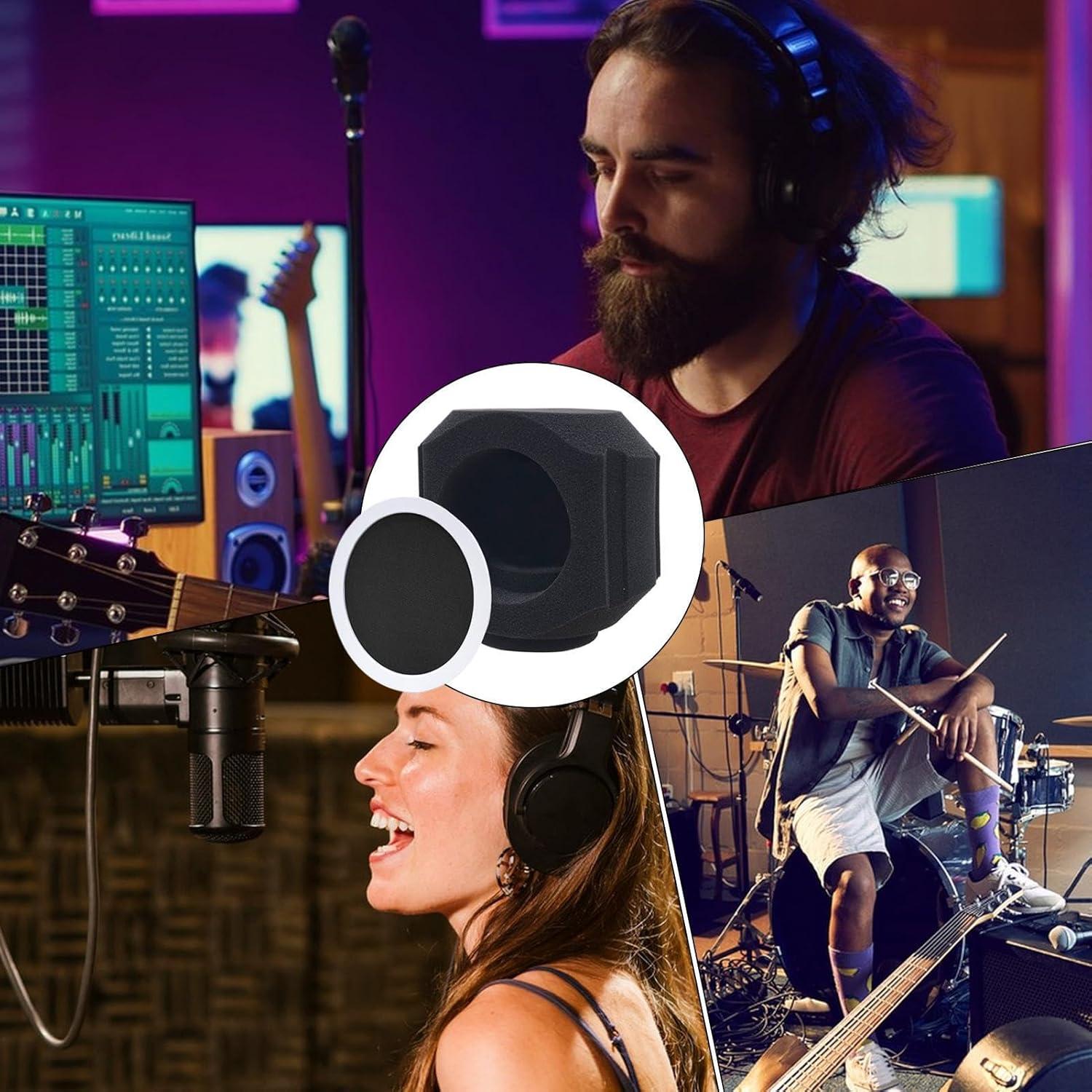 Escudo Acústico para Micrófono - Aislante de Sonido Negro