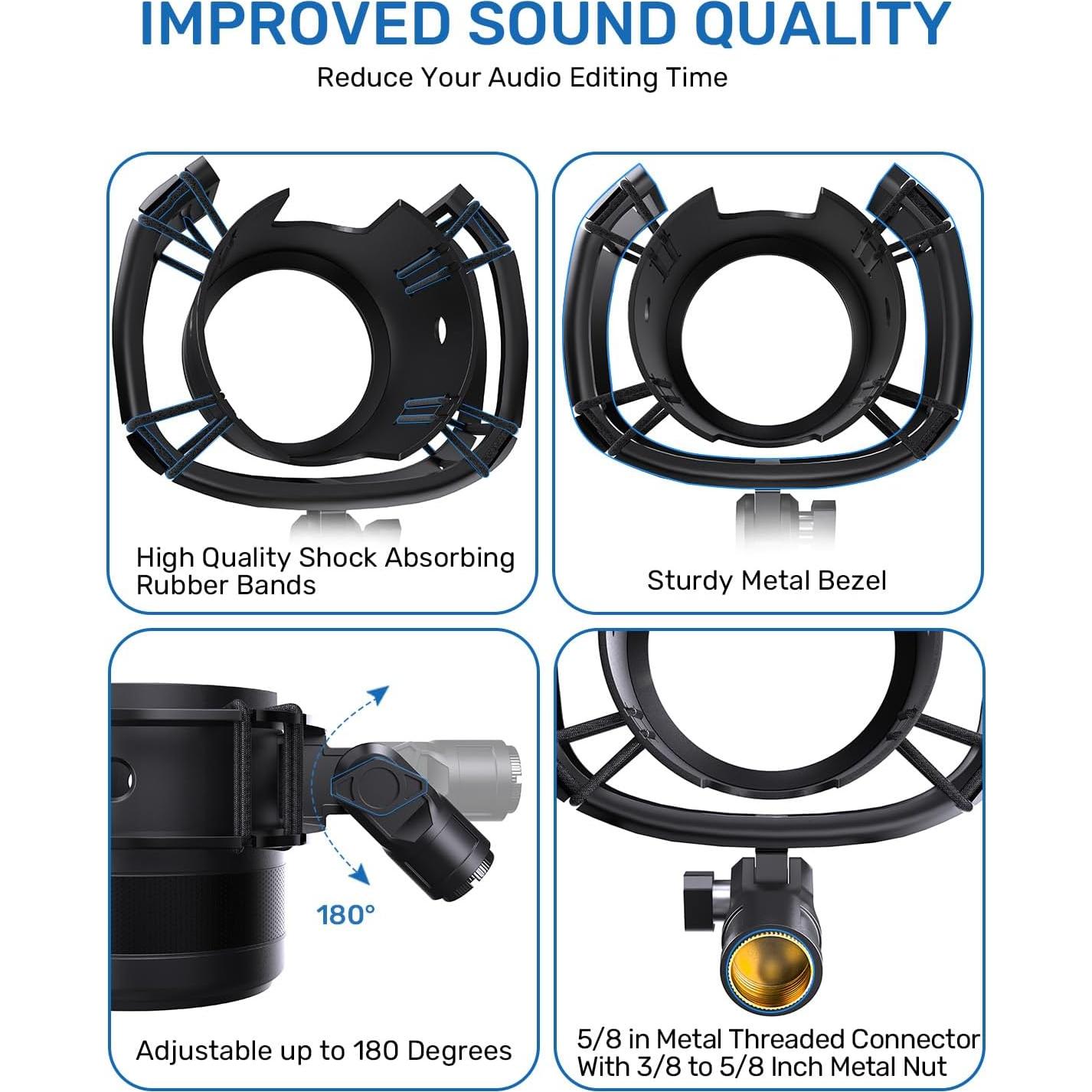 Soporte de choque Borenbuir para micrófono Blue Yeti con filtro anti-pop