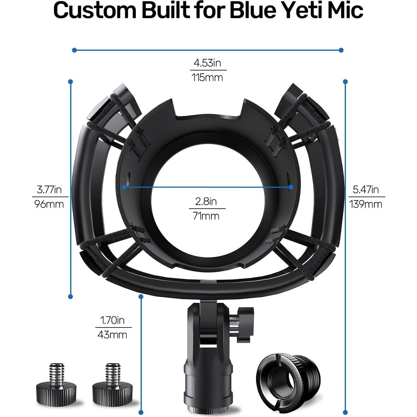 Soporte de choque Borenbuir para micrófono Blue Yeti con filtro anti-pop