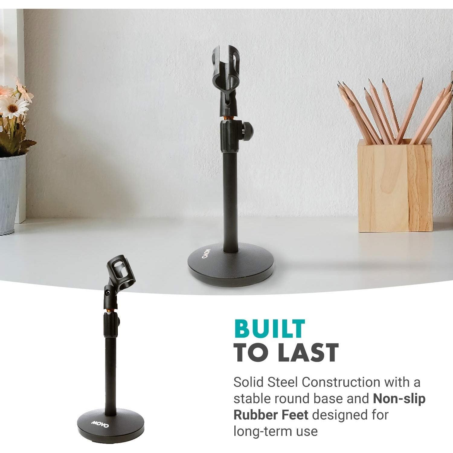 Kit de Grabación de Podcast Movo - 2 Micrófonos Condensadores, Soportes y Filtros