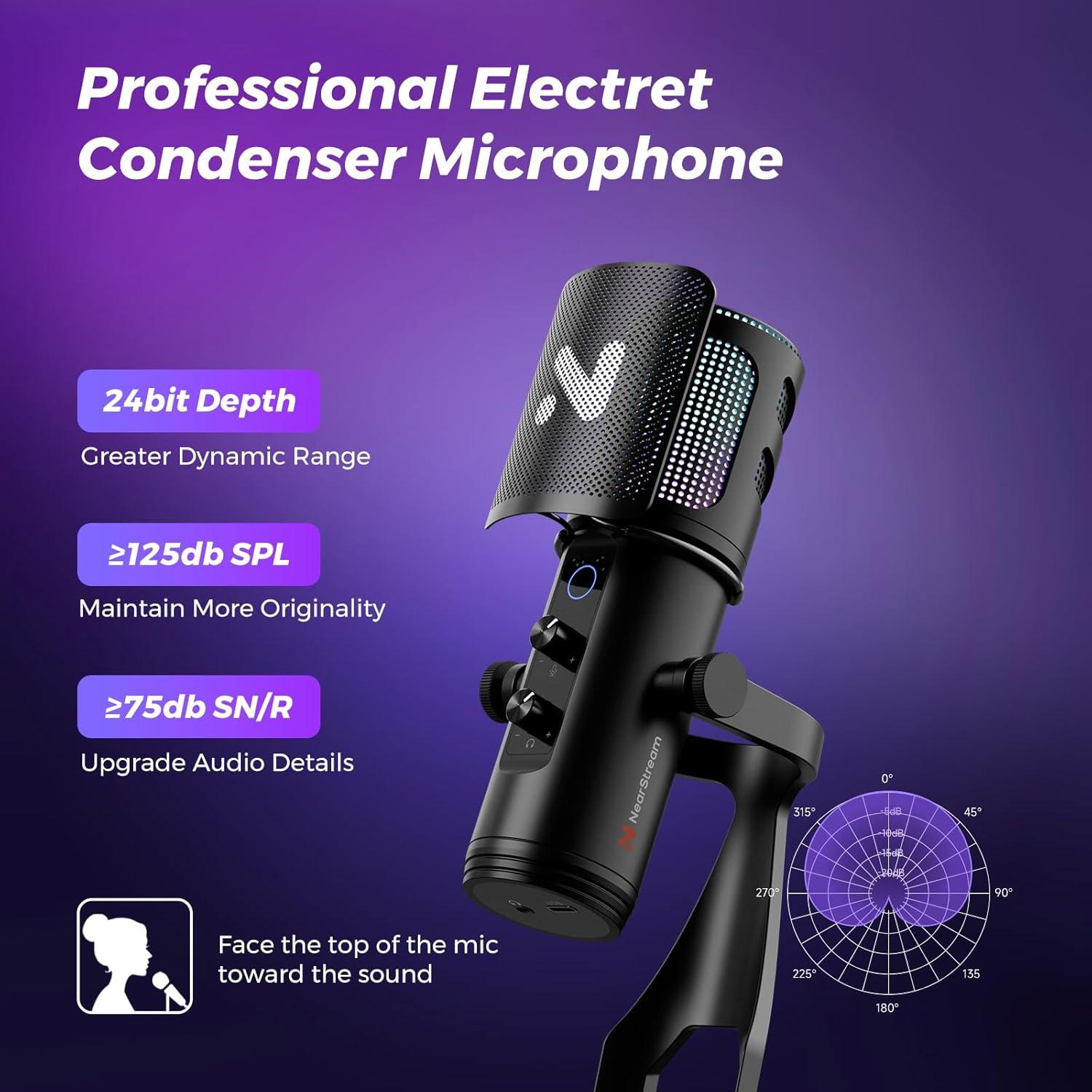 Micrófono Gaming AM35U USB con Cancelación de Ruido y RGB