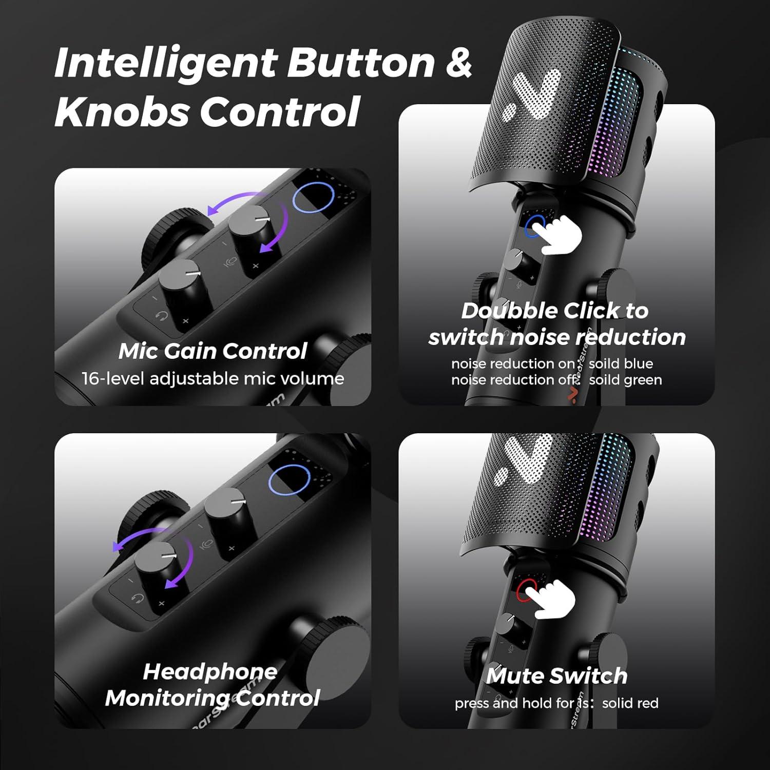 Micrófono Gaming AM35U USB con Cancelación de Ruido y RGB