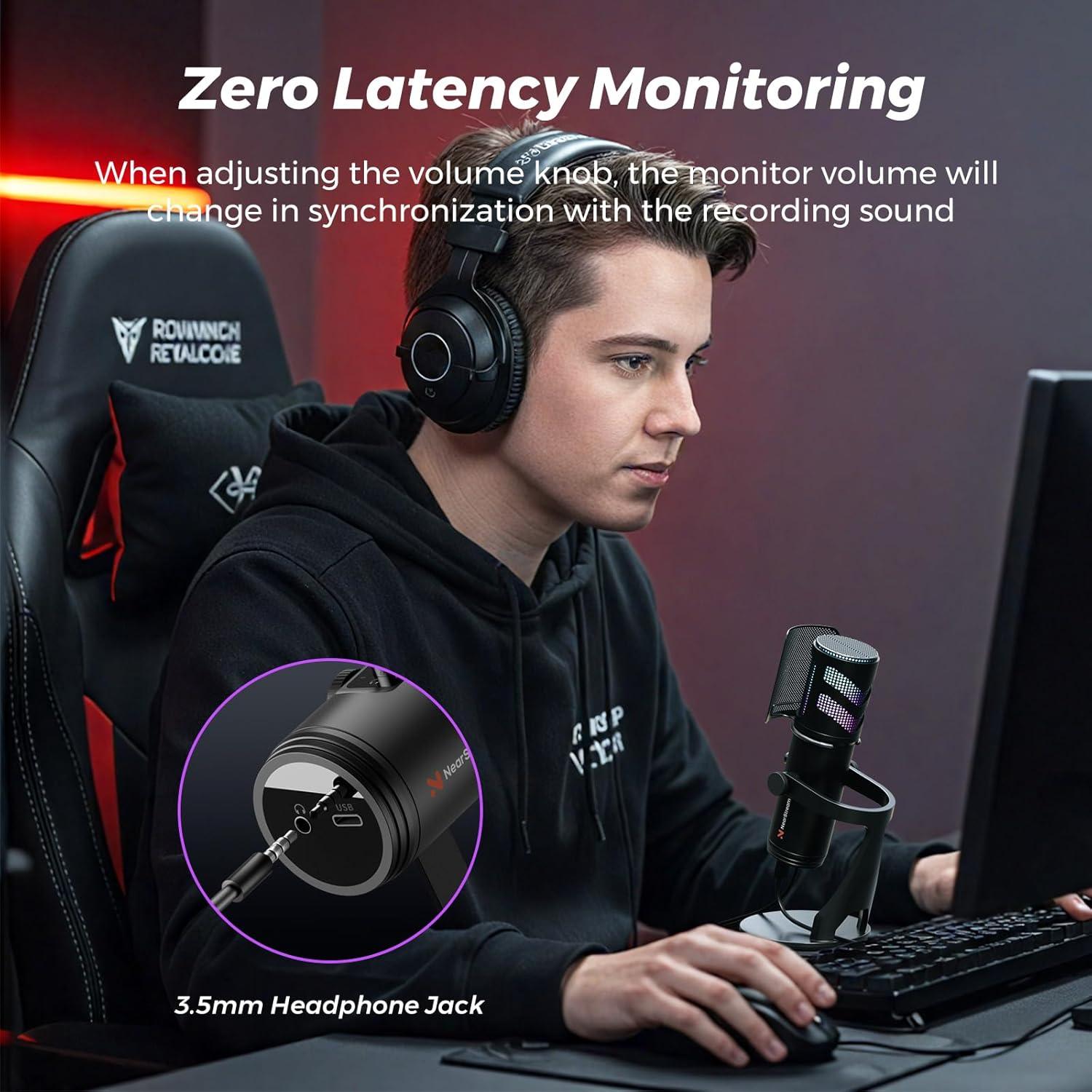 Micrófono Gaming AM35U USB con Cancelación de Ruido y RGB