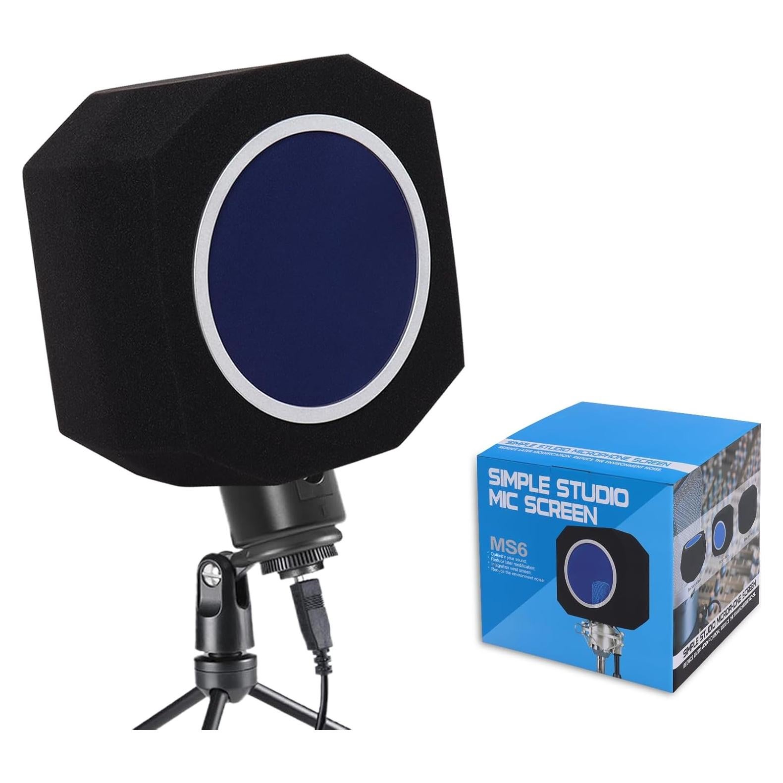 Bola de Aislamiento de Micrófono Profesional Azul con Filtro Antipop