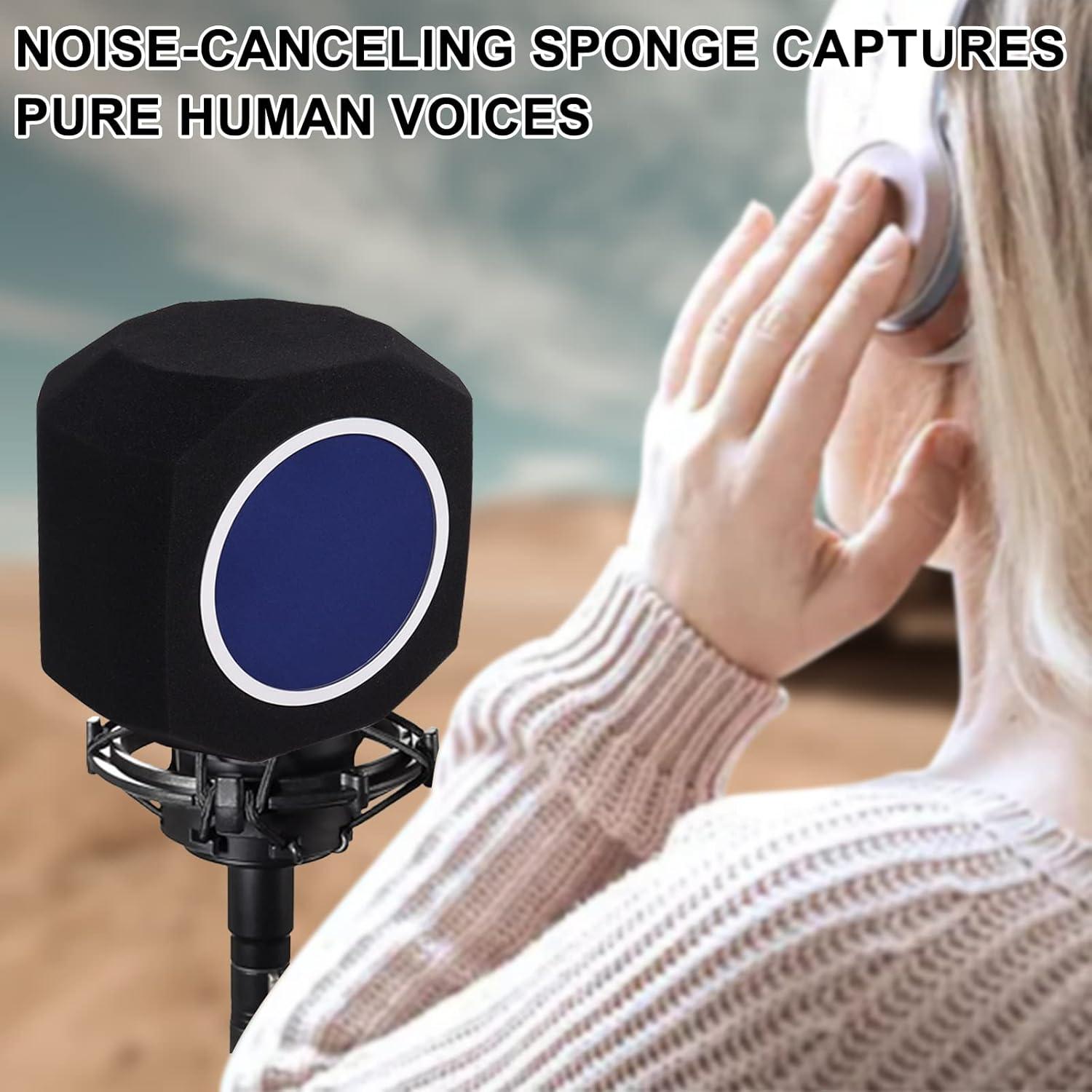 Bola de Aislamiento de Micrófono Profesional Azul con Filtro Antipop