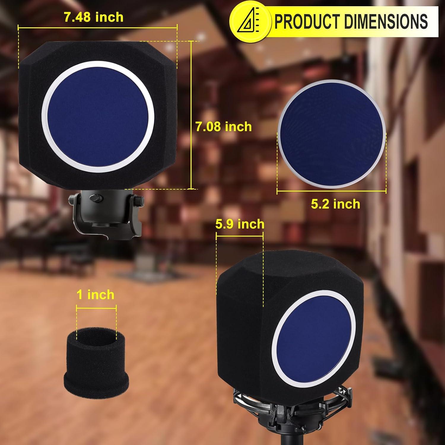 Bola de Aislamiento de Micrófono Profesional Azul con Filtro Antipop