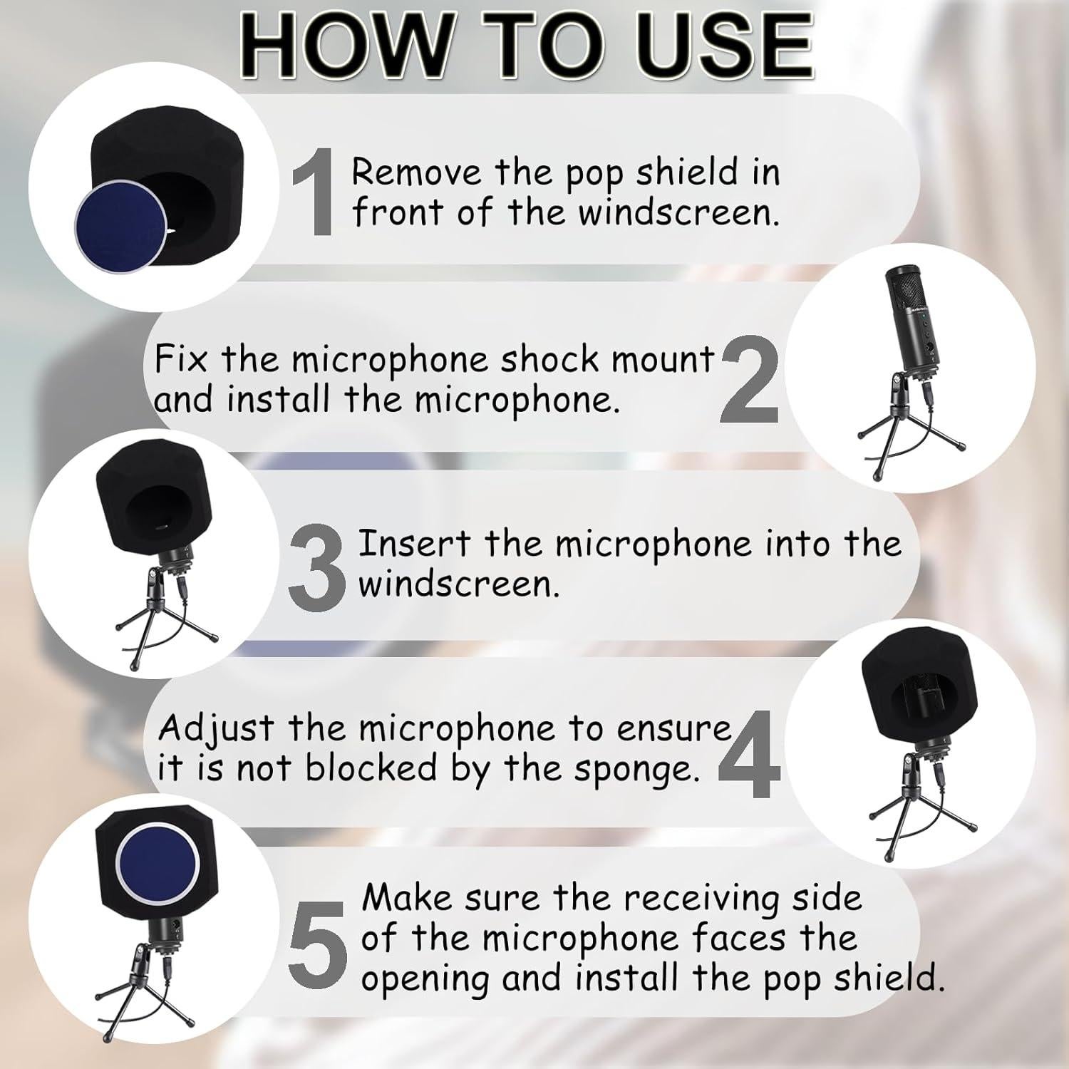 Bola de Aislamiento de Micrófono Profesional Azul con Filtro Antipop