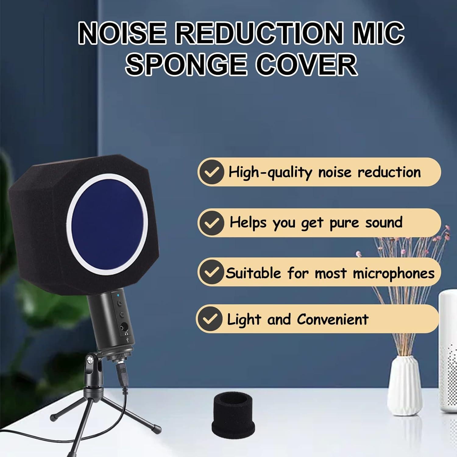 Bola de Aislamiento de Micrófono Profesional Azul con Filtro Antipop