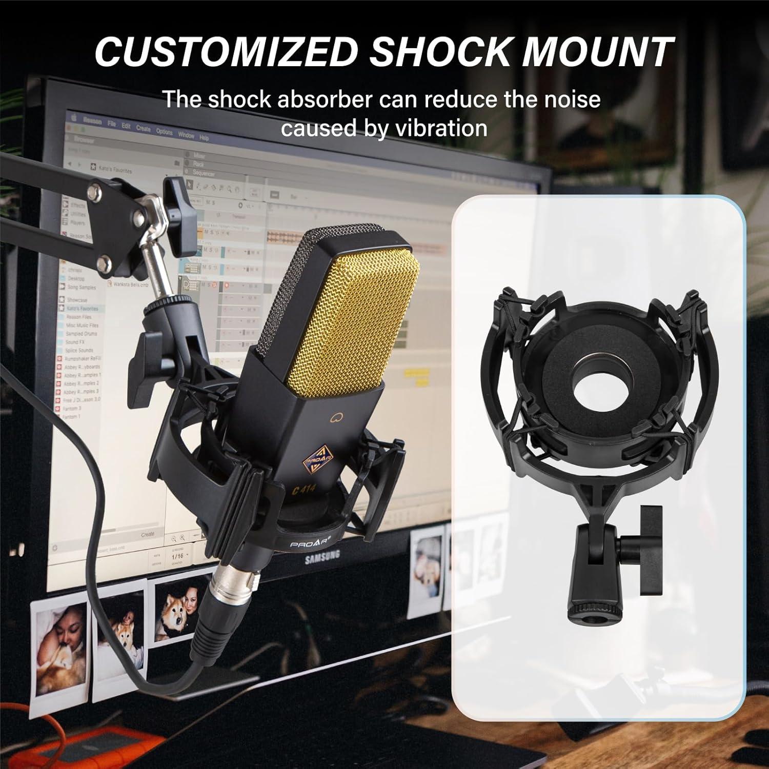 Micrófono de Estudio PROAR C414 XLR 25mm Cardioide para PC