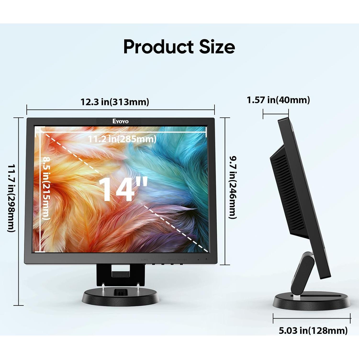 Monitor LCD 14" Eyoyo EM07D HDMI VGA 1024x768