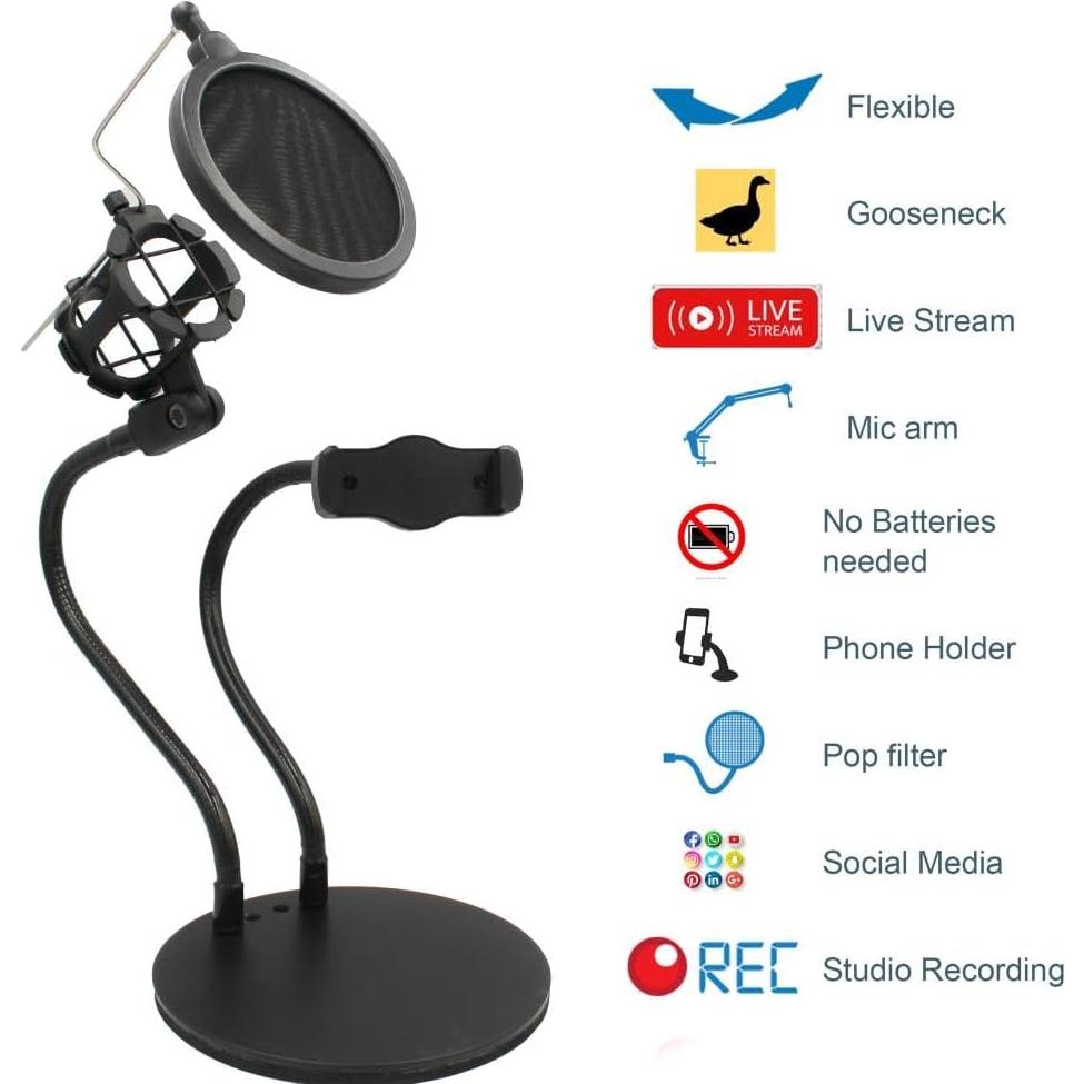 Soporte para Teléfono y Micrófono 2 en 1 Technical Pro