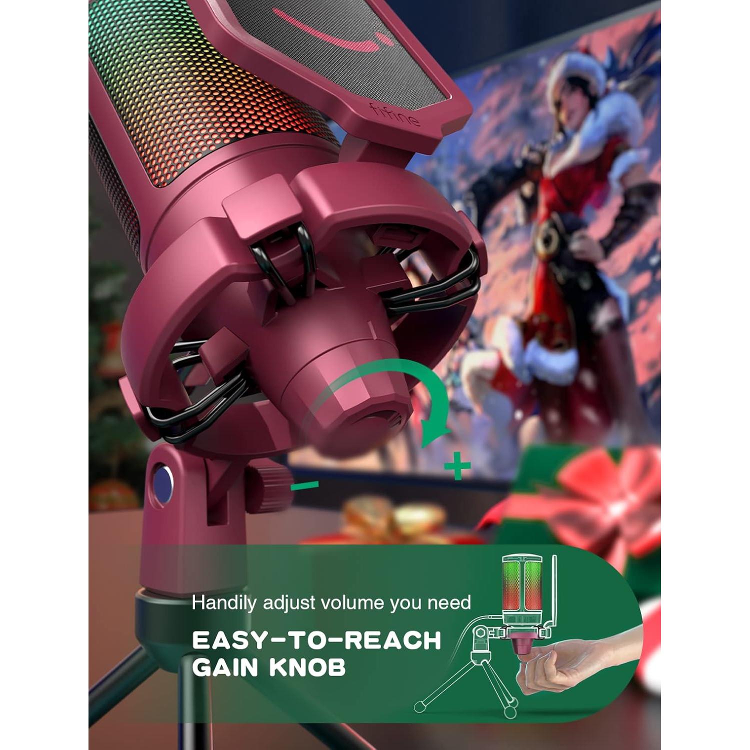 Micrófono USB FIFINE AmpliGame + Auriculares RGB 7.1