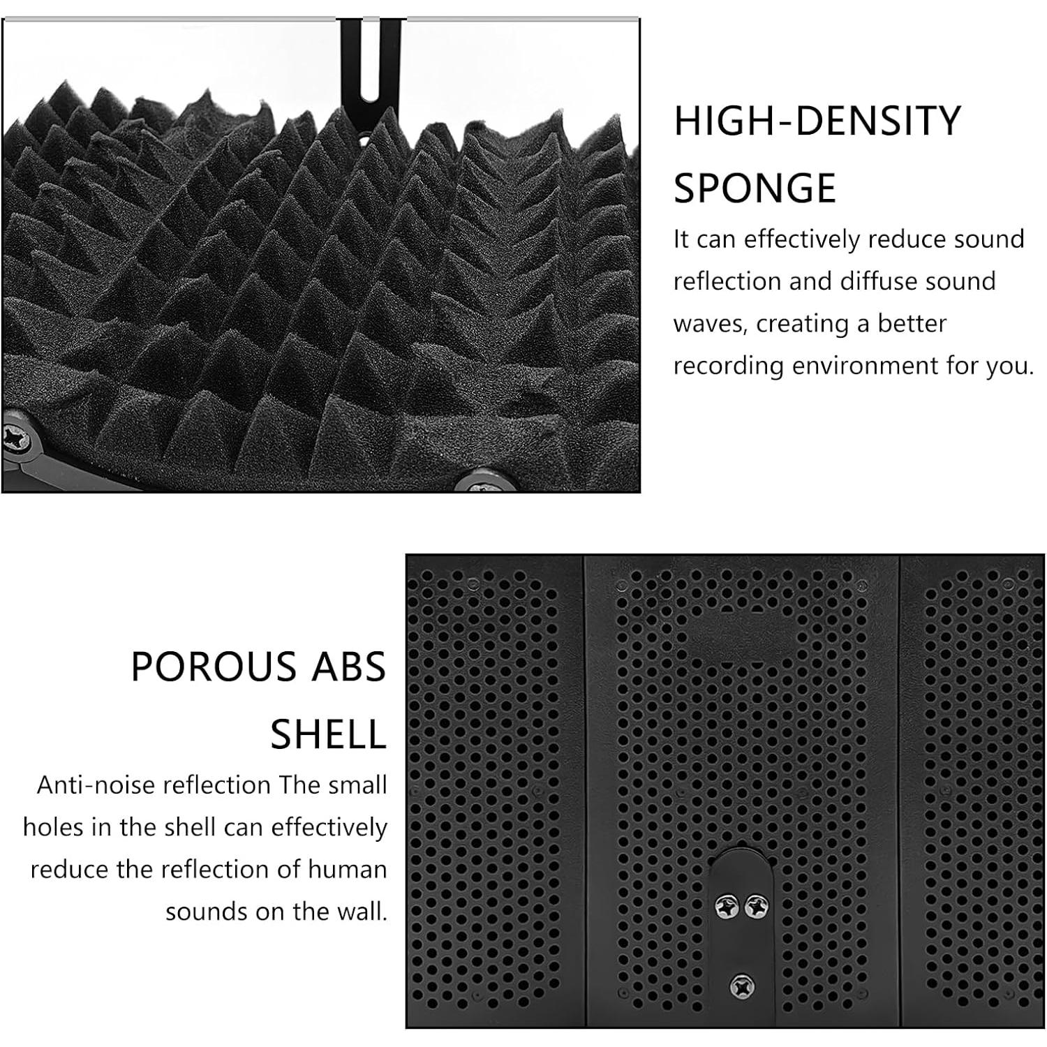 Recording Pop Filter, Triple-Panel Pop Filter and Acoustic Foam Shield for Streaming, Recording, and Voice Work