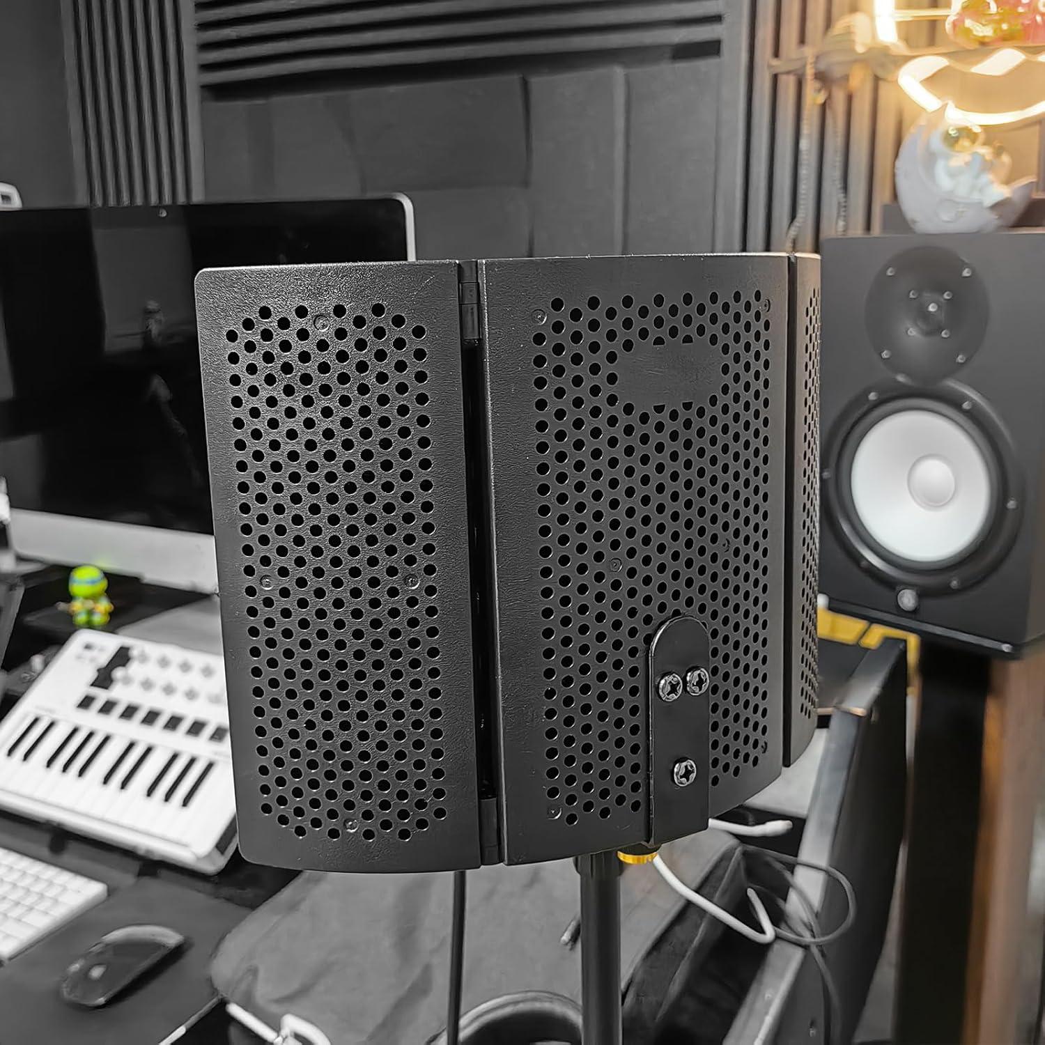 Recording Pop Filter, Triple-Panel Pop Filter and Acoustic Foam Shield for Streaming, Recording, and Voice Work