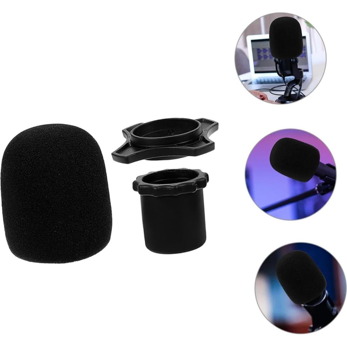 3 Fundas Protectores de Micrófono de Esponja Negras HZ23GVI