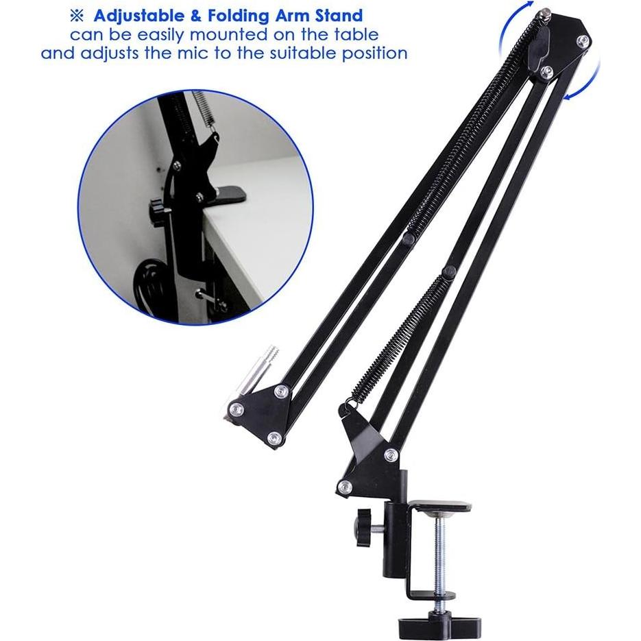 Micrófono de Condensador AW BM-700 con Soporte Ajustable y Filtro Antipop