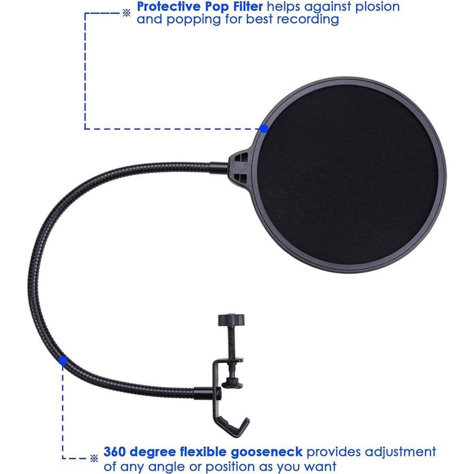 Micrófono de Condensador AW BM-700 con Soporte Ajustable y Filtro Antipop