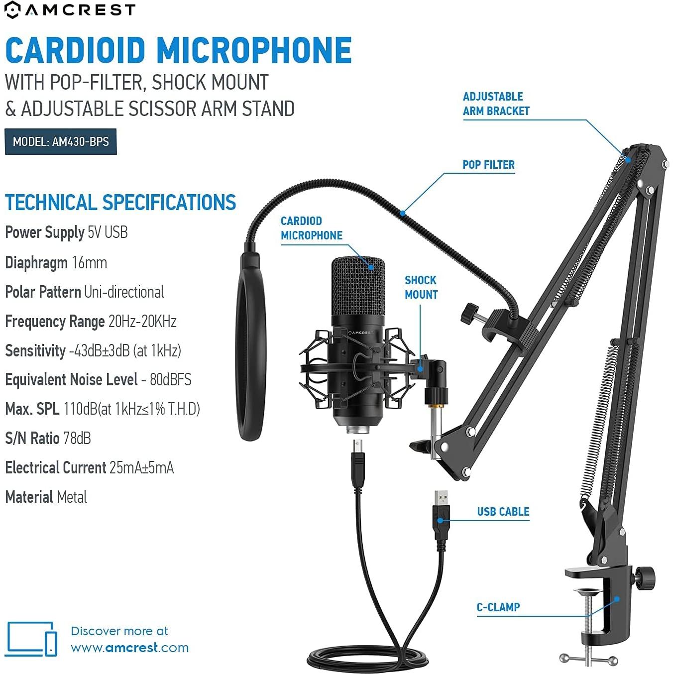 Cámara Web Amcrest 1080P USB con Micrófono y Soporte