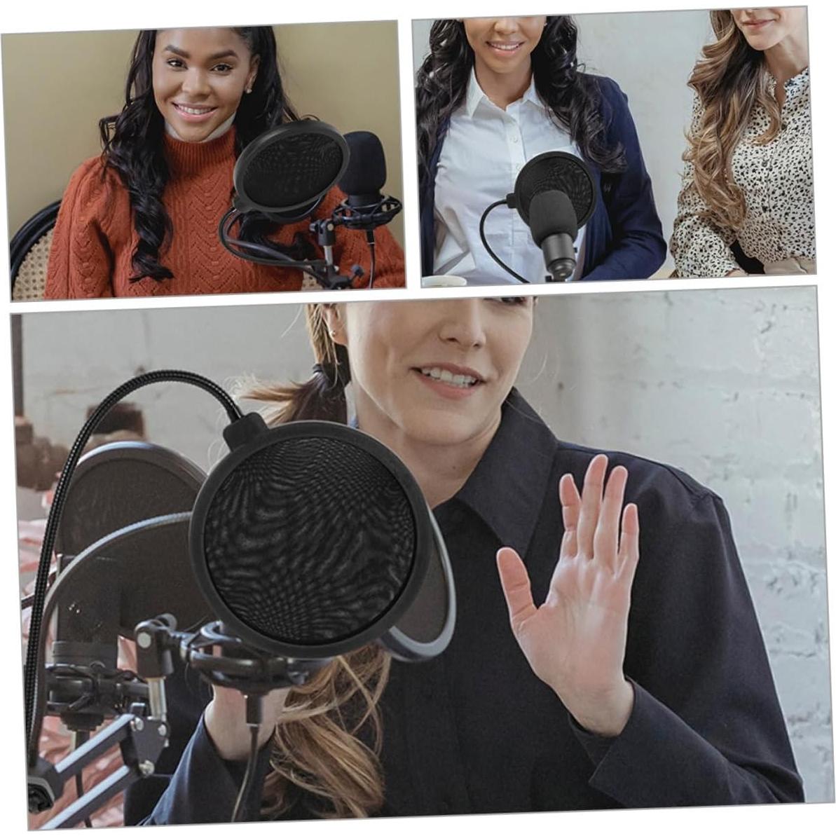 2 Piezas Cubierta de Parabrisas para Micrófono Mano Negro