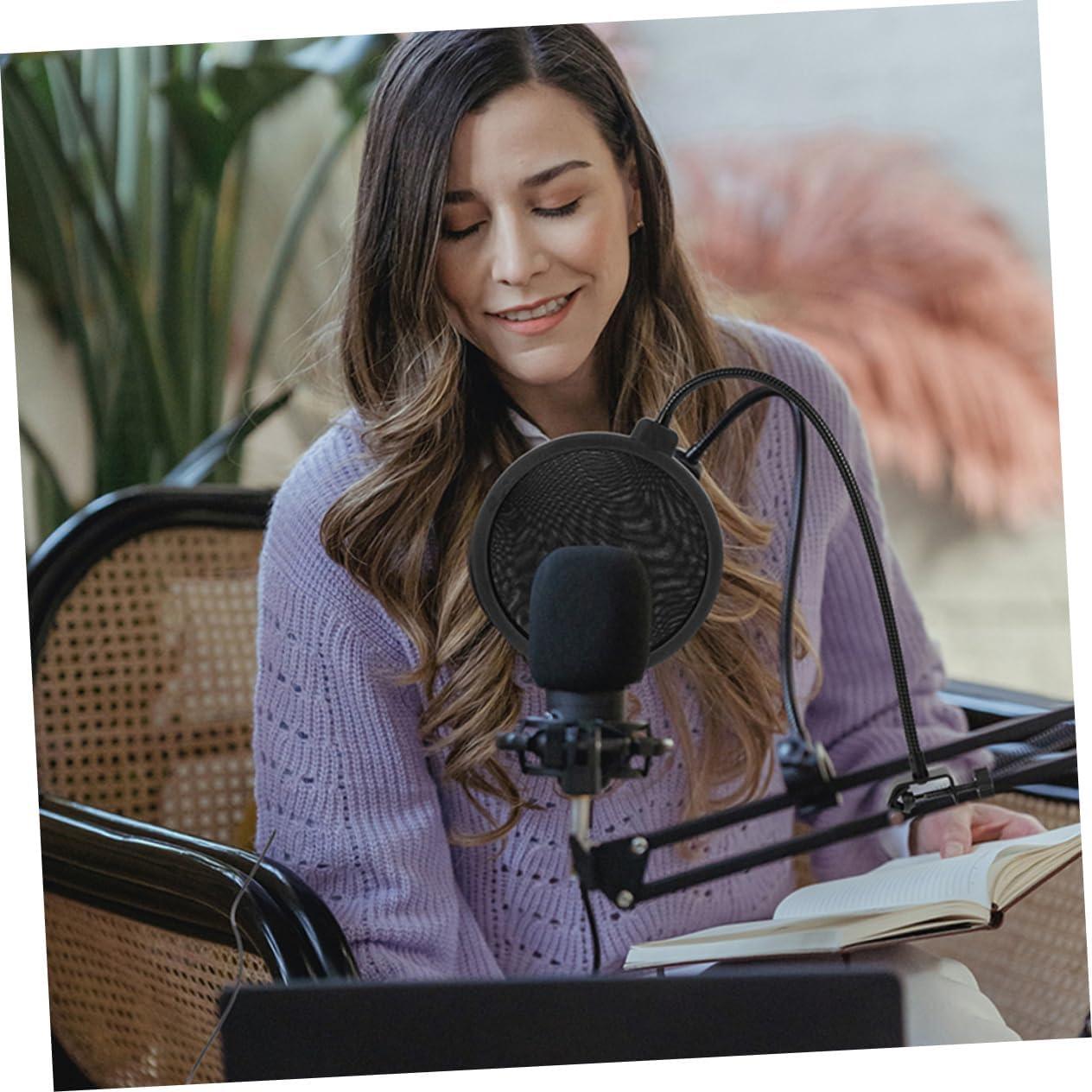 2 Piezas Cubierta de Parabrisas para Micrófono Mano Negro