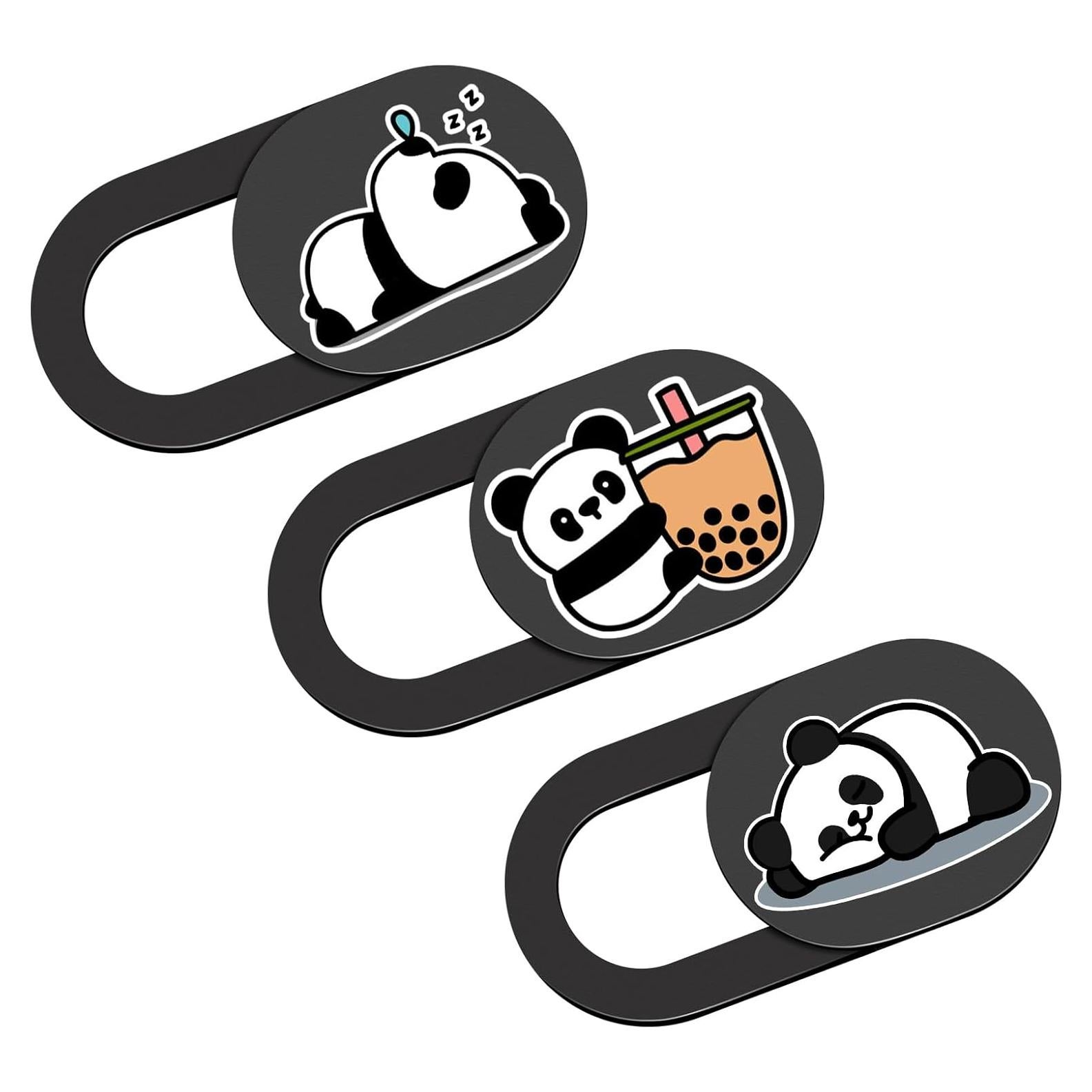 Cubierta de Webcam Deslizante HKDGYHON Panda Negra - Protección Privacidad