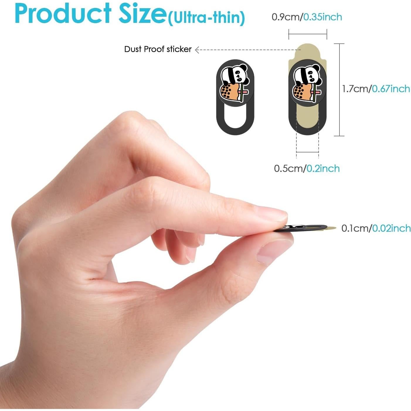 Cubierta de Webcam Deslizante HKDGYHON Panda Negra - Protección Privacidad