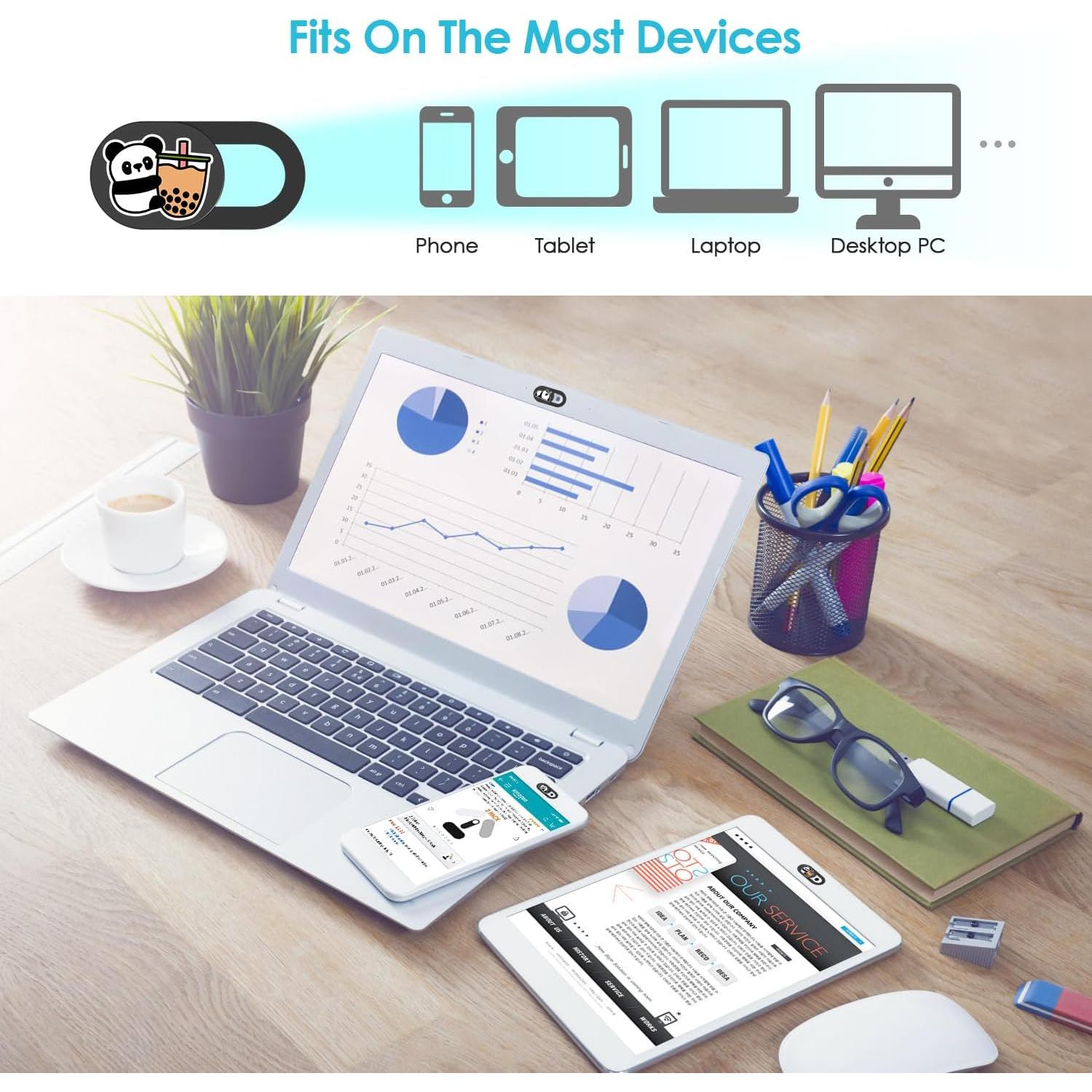 Cubierta de Webcam Deslizante HKDGYHON Panda Negra - Protección Privacidad